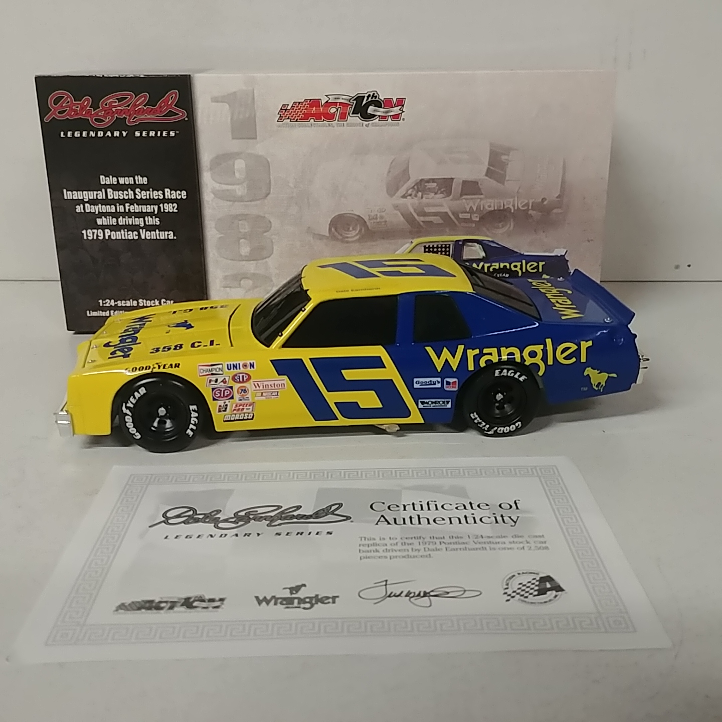 1979 Dale Earnhardt 1/24th Wrangler Busch Pontiac b/w bank