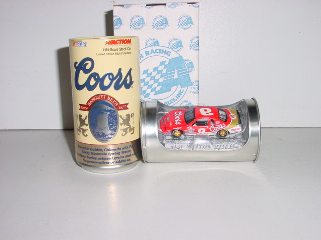 1985 Bill Elliott 1/64th Coors "Winston Million" car in can on clear base