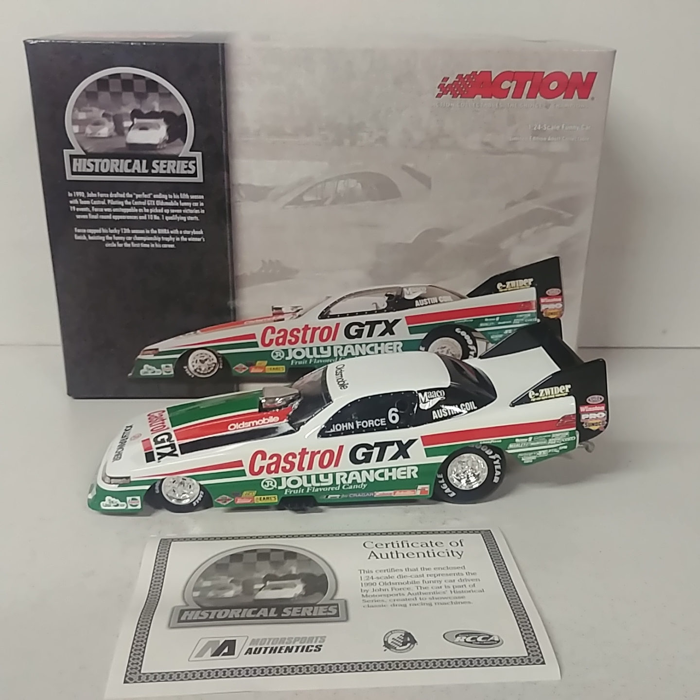 1990 John Force 1/24th Castrol GTX "NHRA Champion" Oldsmobile Funny Car