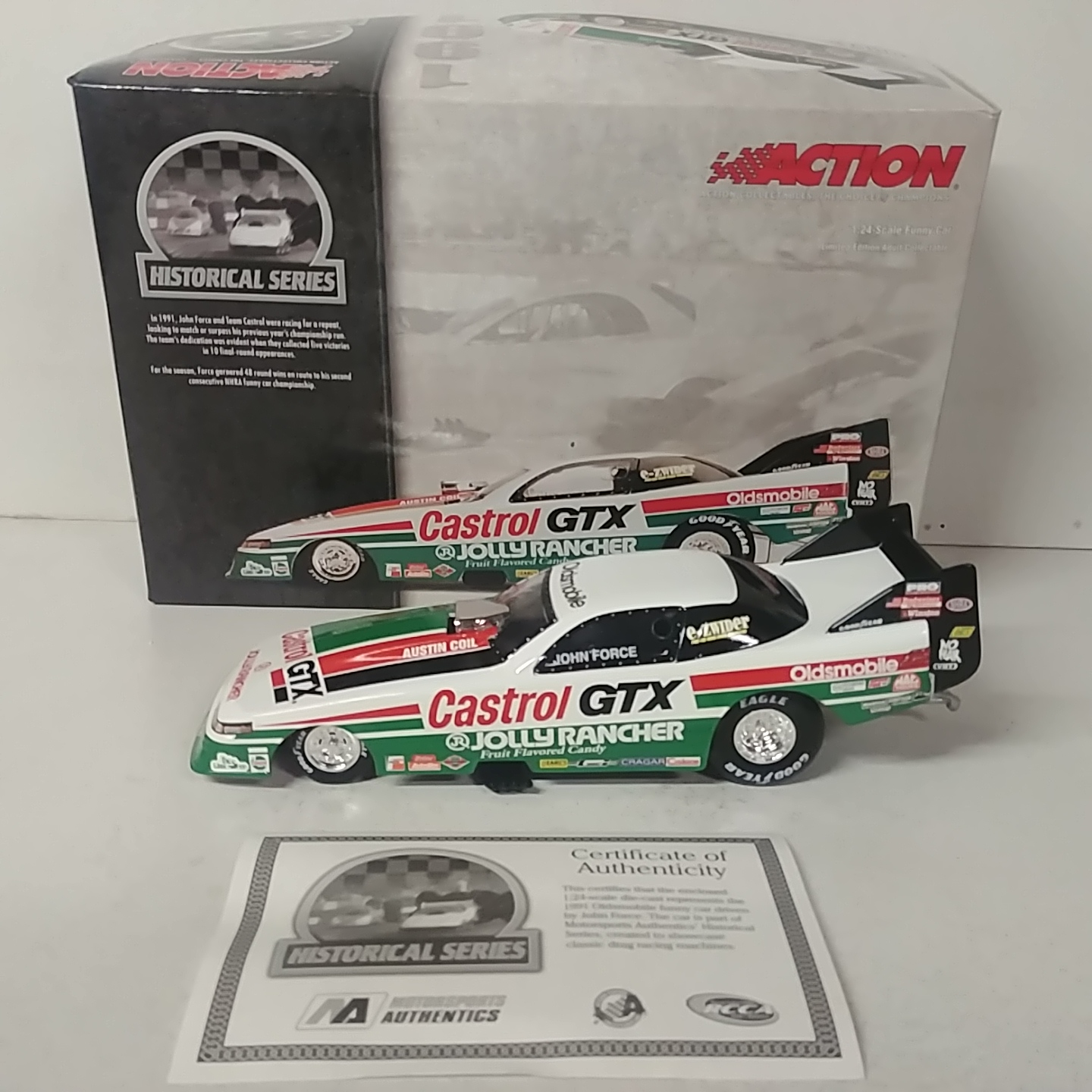 1991 John Force 1/24th Castrol GTX "NHRA Champion" Oldsmobile Funny car