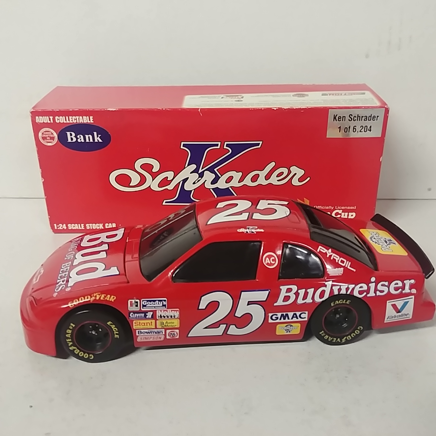 1995 Ken Schrader 1/18th Budweiser b/w bank car
