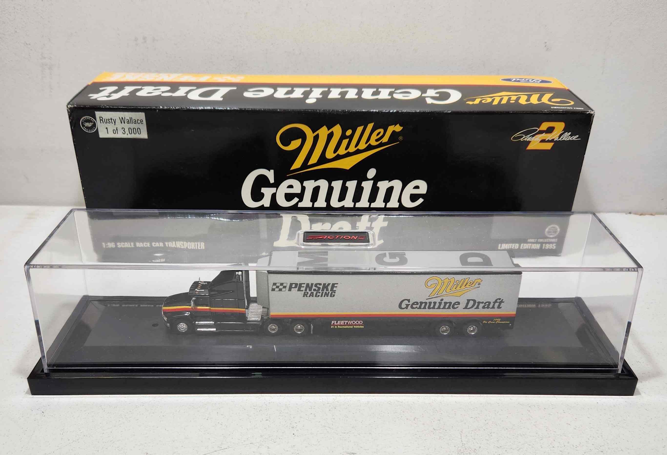 1995 Rusty Wallace 1/96th Miller Genuine Draft transporter