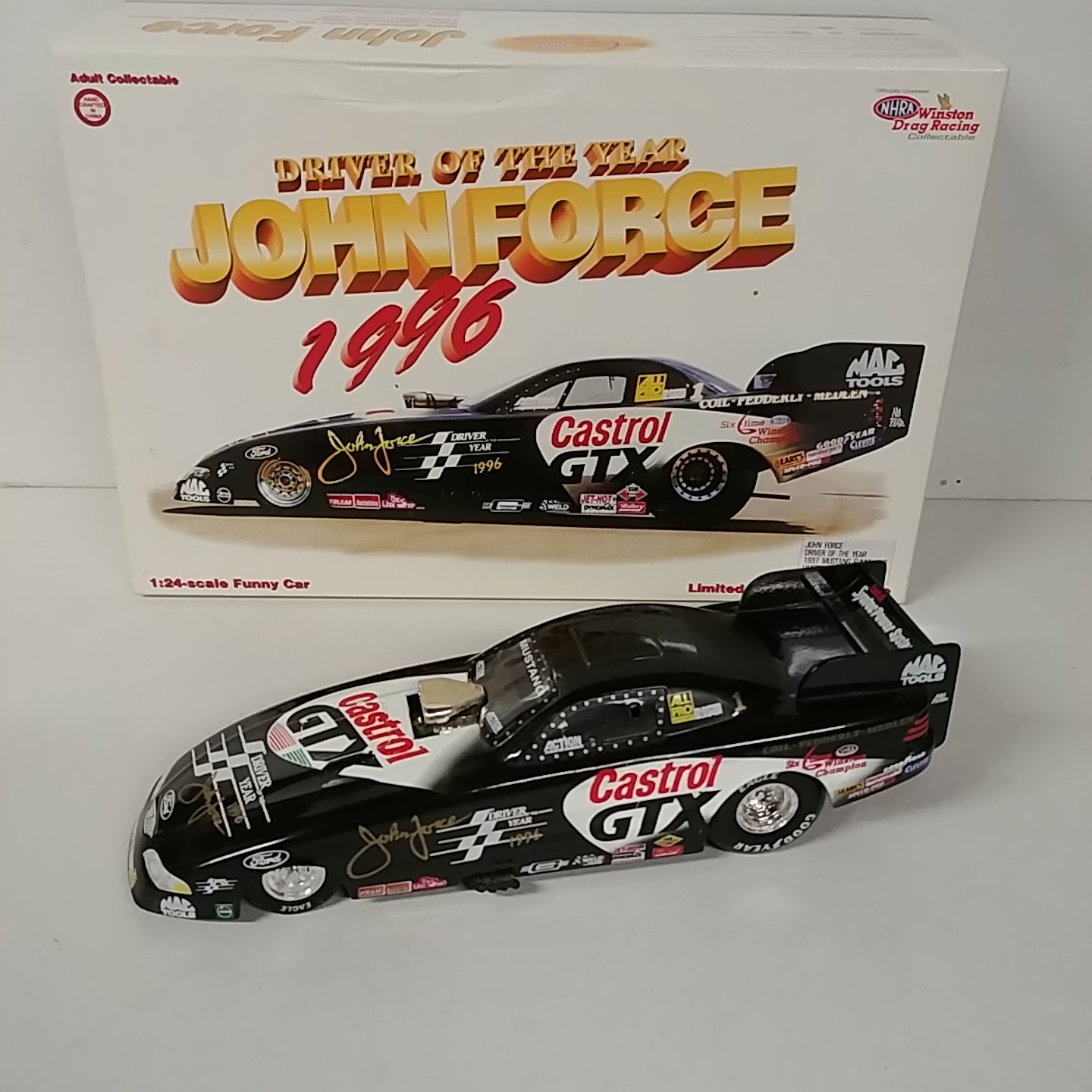 1996 John Force 1/24th Castrol GTX "Driver of the Year" funny car