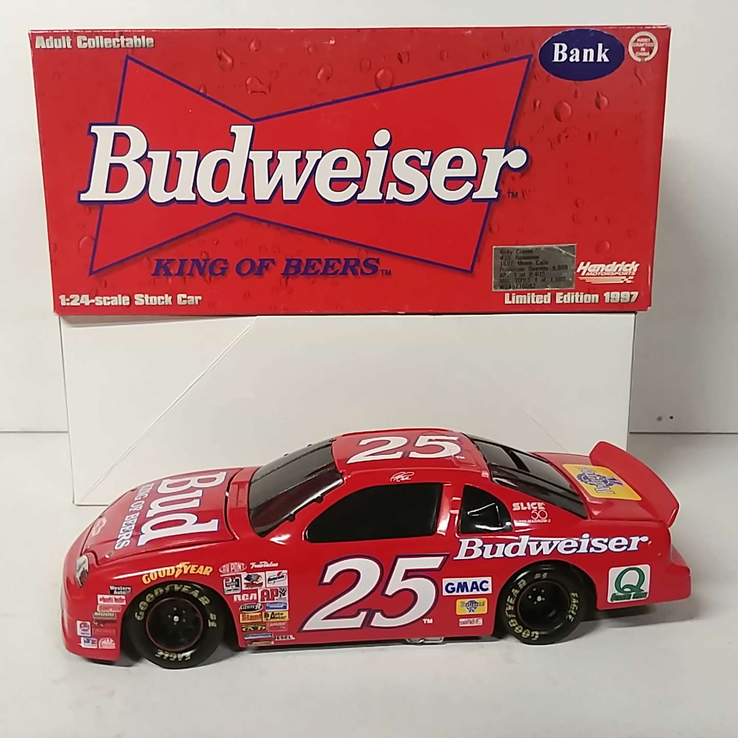 1997 Ricky Craven 1/24th Budweiser b/w bank Monte Carlo
