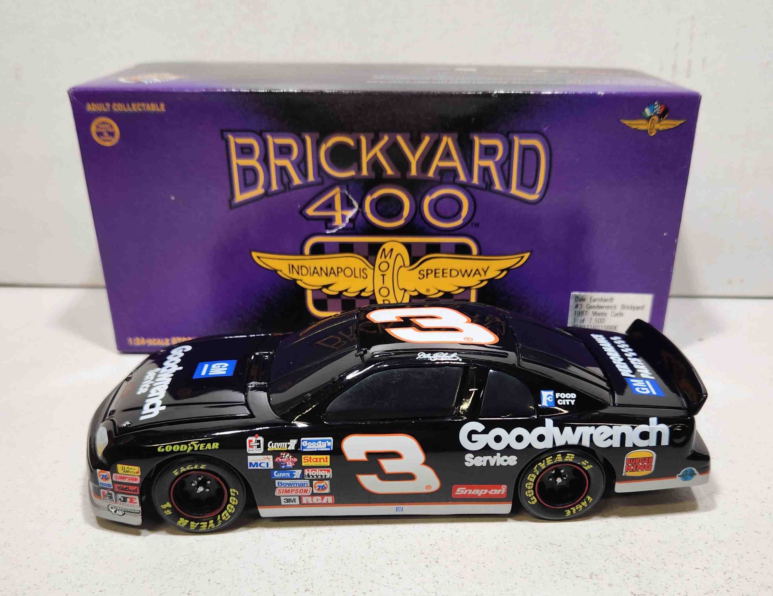 1997 Dale Earnhardt 1/24th Goodwrench "Brickyard" black window Monte Carlo