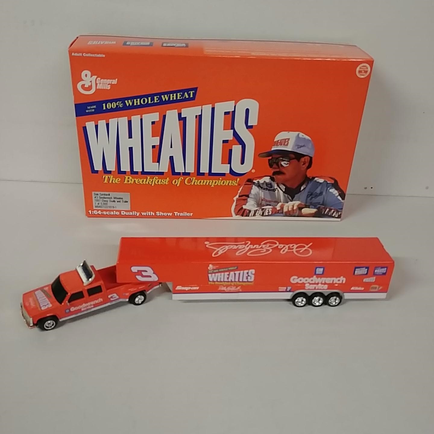 1997 Dale Earnhardt 1/64th Goodwrench "Wheaties" Dually and Trailor