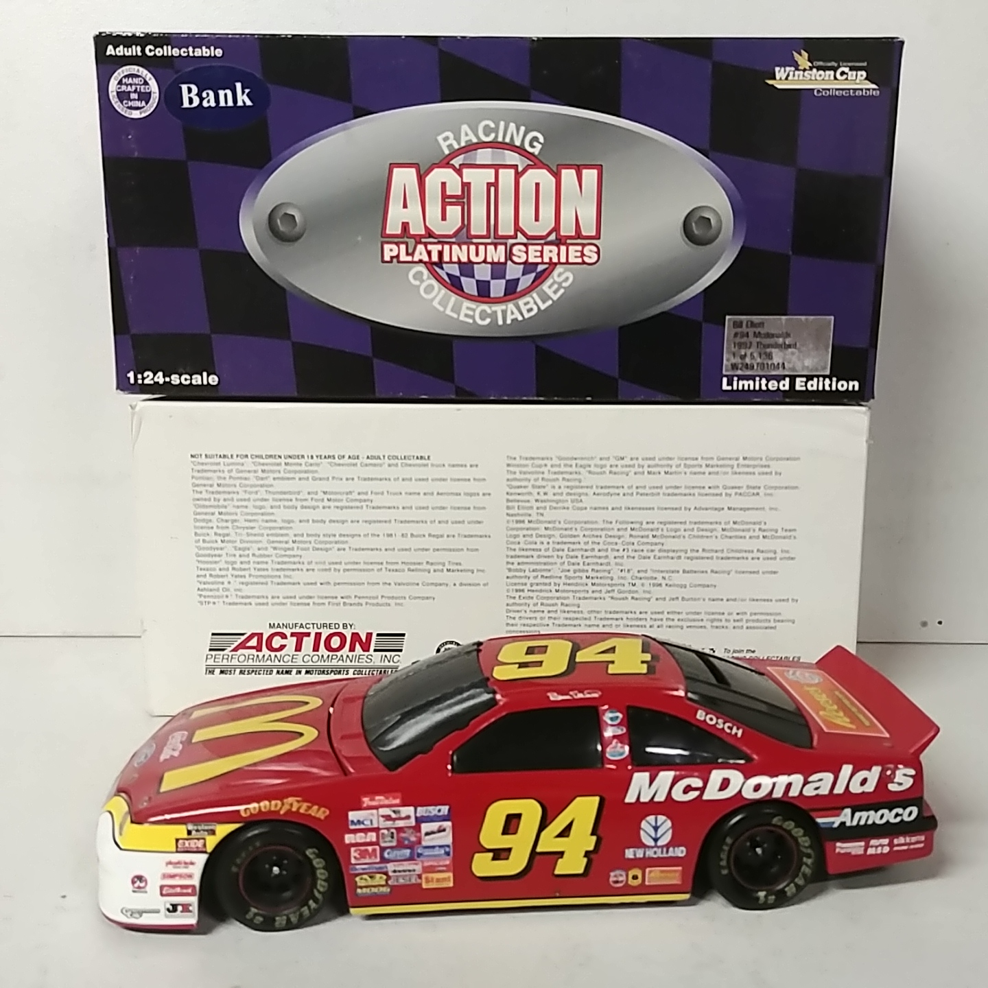 1997 Bill Elliott 1/24th McDonald's b/w bank