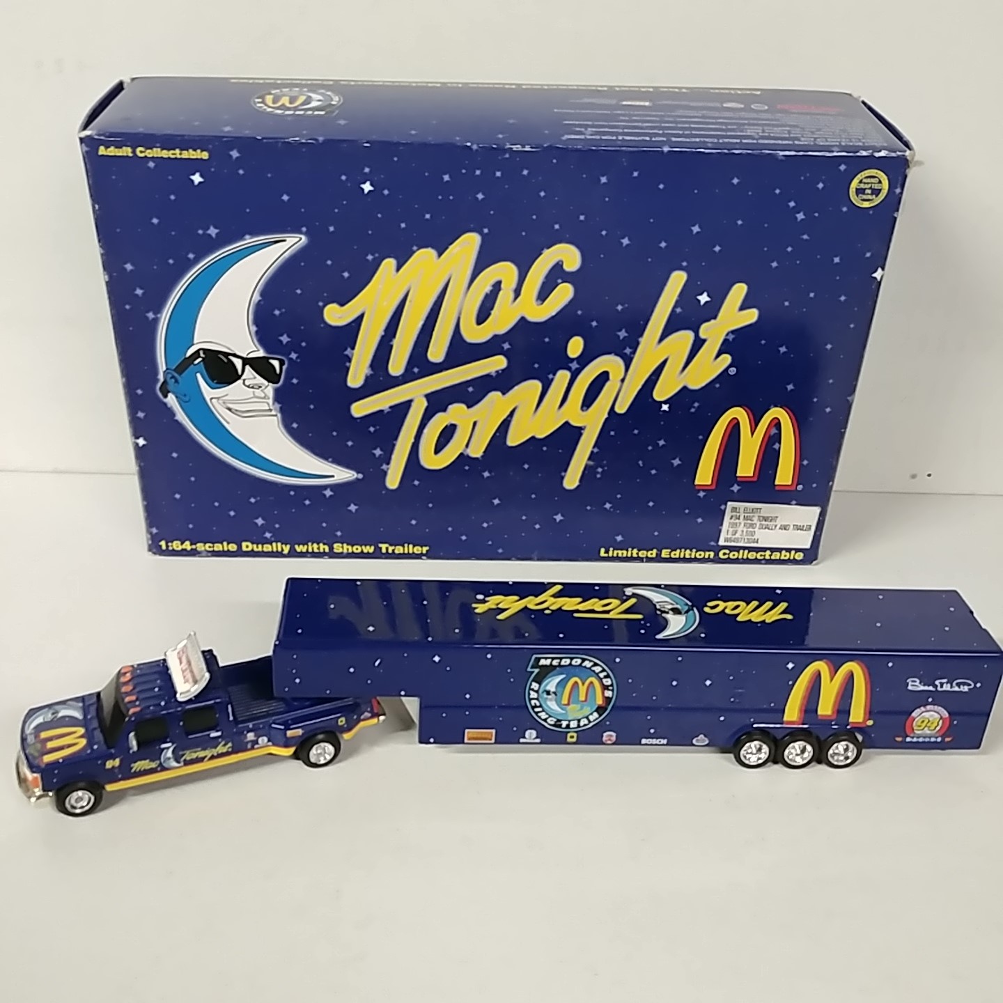 1997 Bill Elliott 1/64th McDonald's "Mac Tonight" dually with trailer