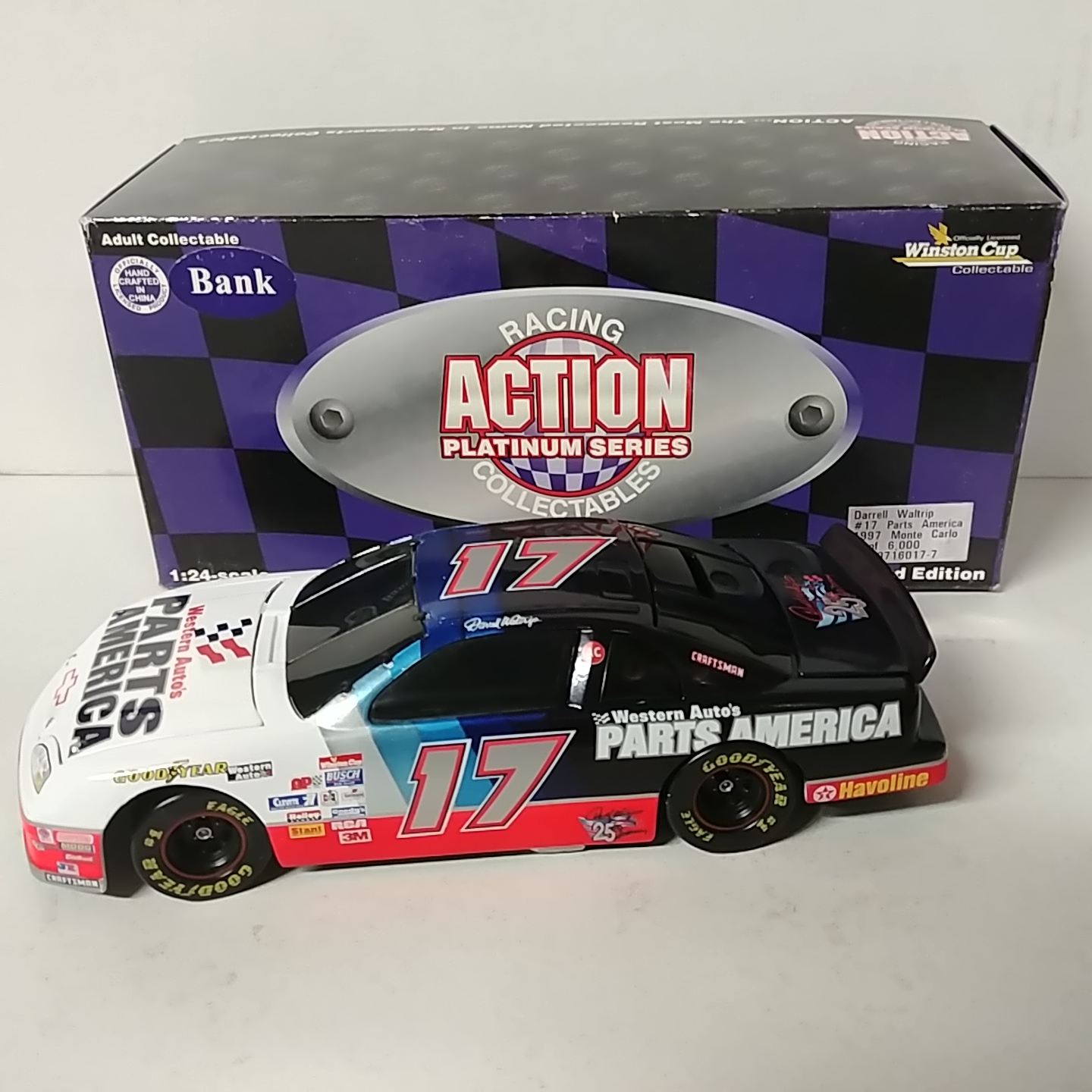 1997 Darrell Waltrip 1/24th Parts America b/w bank car