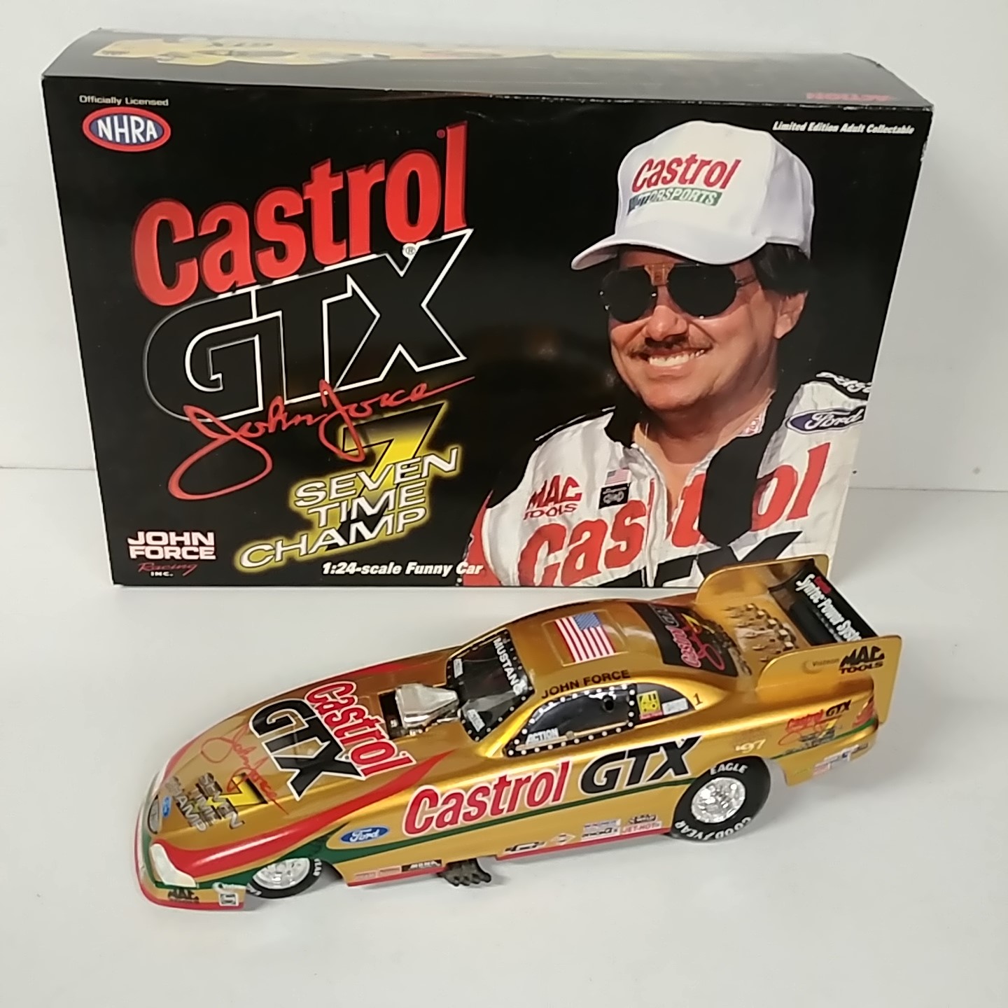 1998 John Force 1/24th Castrol GTX "7 Time Champion" funny car