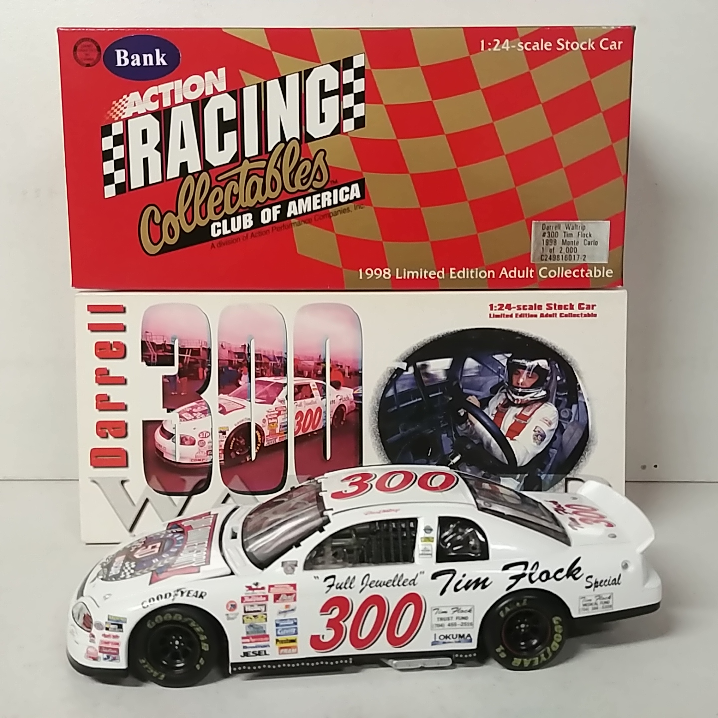 1998 Darrell Waltrip 1/24th Tim Flock #300 RCCA c/w bank Monte Carlo