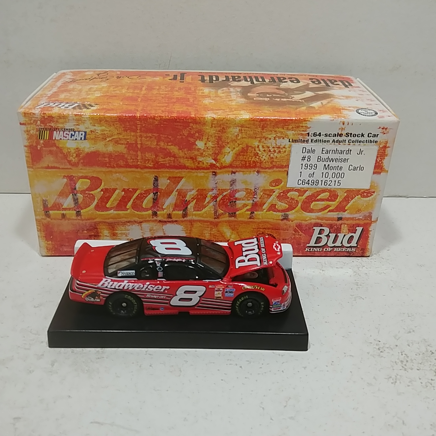 1999 Dale Earnhardt Jr 1/64th Budweiser RCCA hood open Monte Carlo