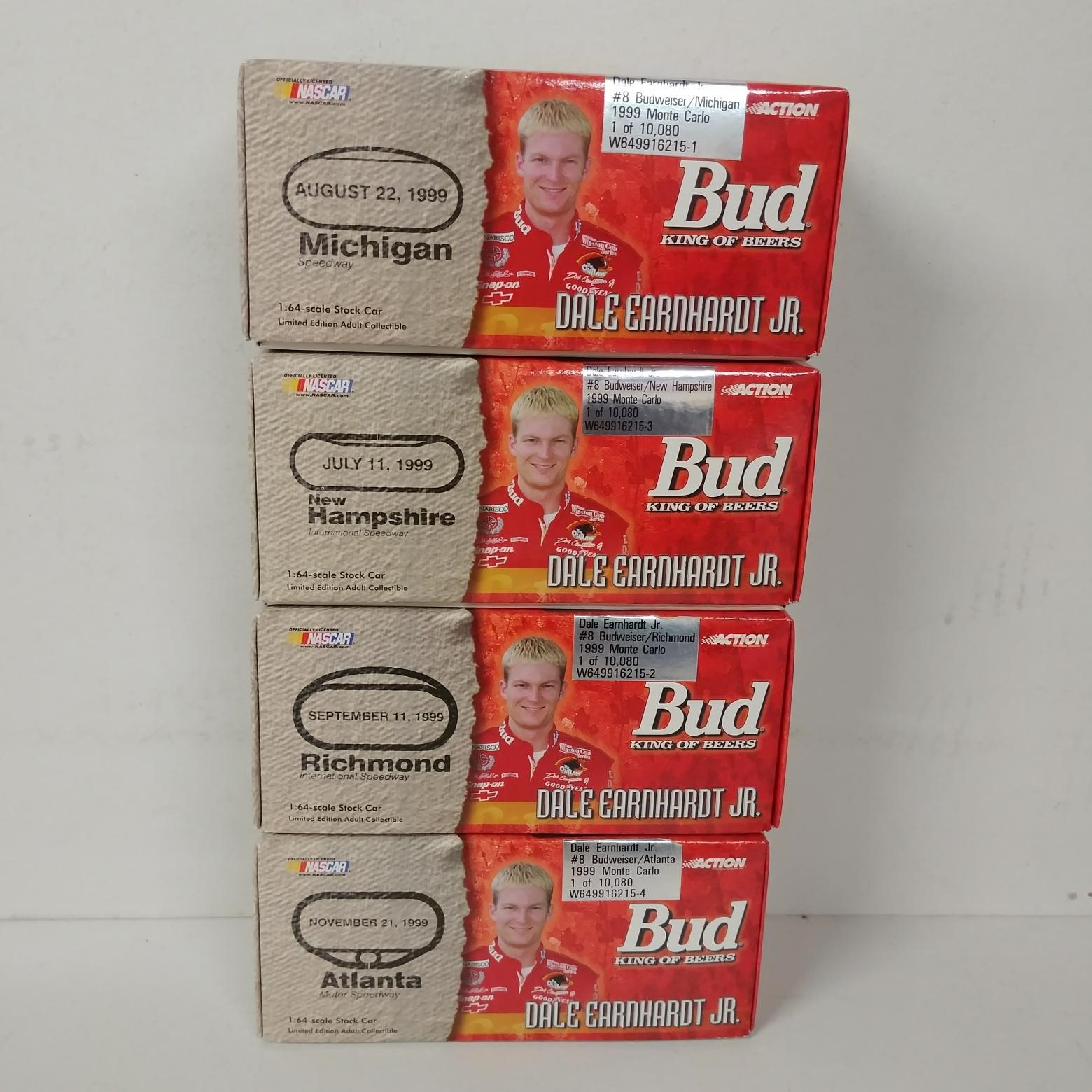 1999 Dale Earnhardt Jr 1/64th Budweiser "Track Set"  ARC four car set