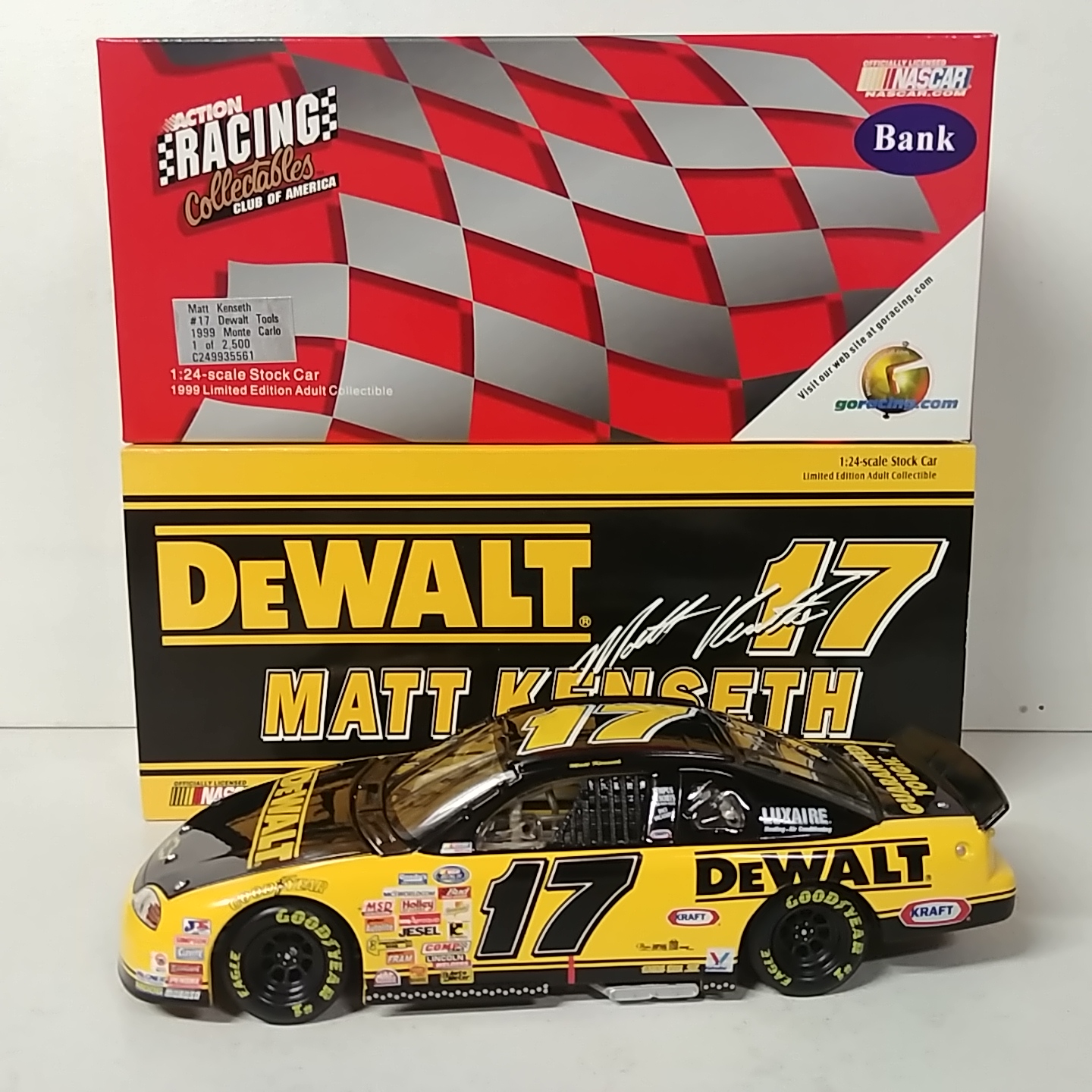 1999 Matt Kenseth 1/24th DeWALT RCCA c/w bank