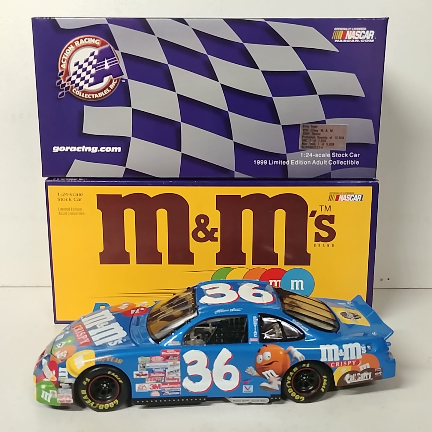 1999 Ernie Irvan 1/24th M&M's "Blue Crispy" c/w car