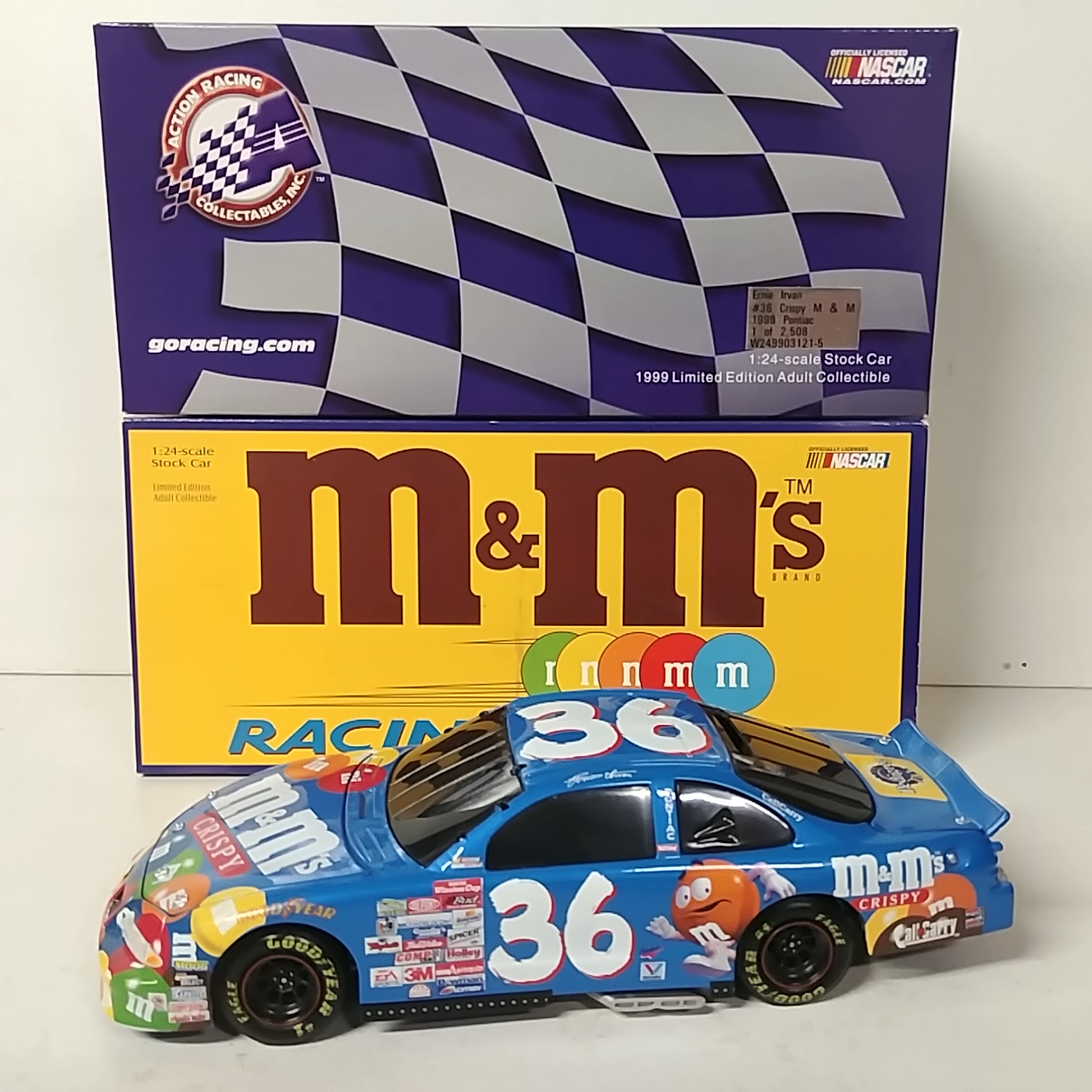 1999 Ernie Irvan 1/24th M&M's "Blue Crispy" b/w bank