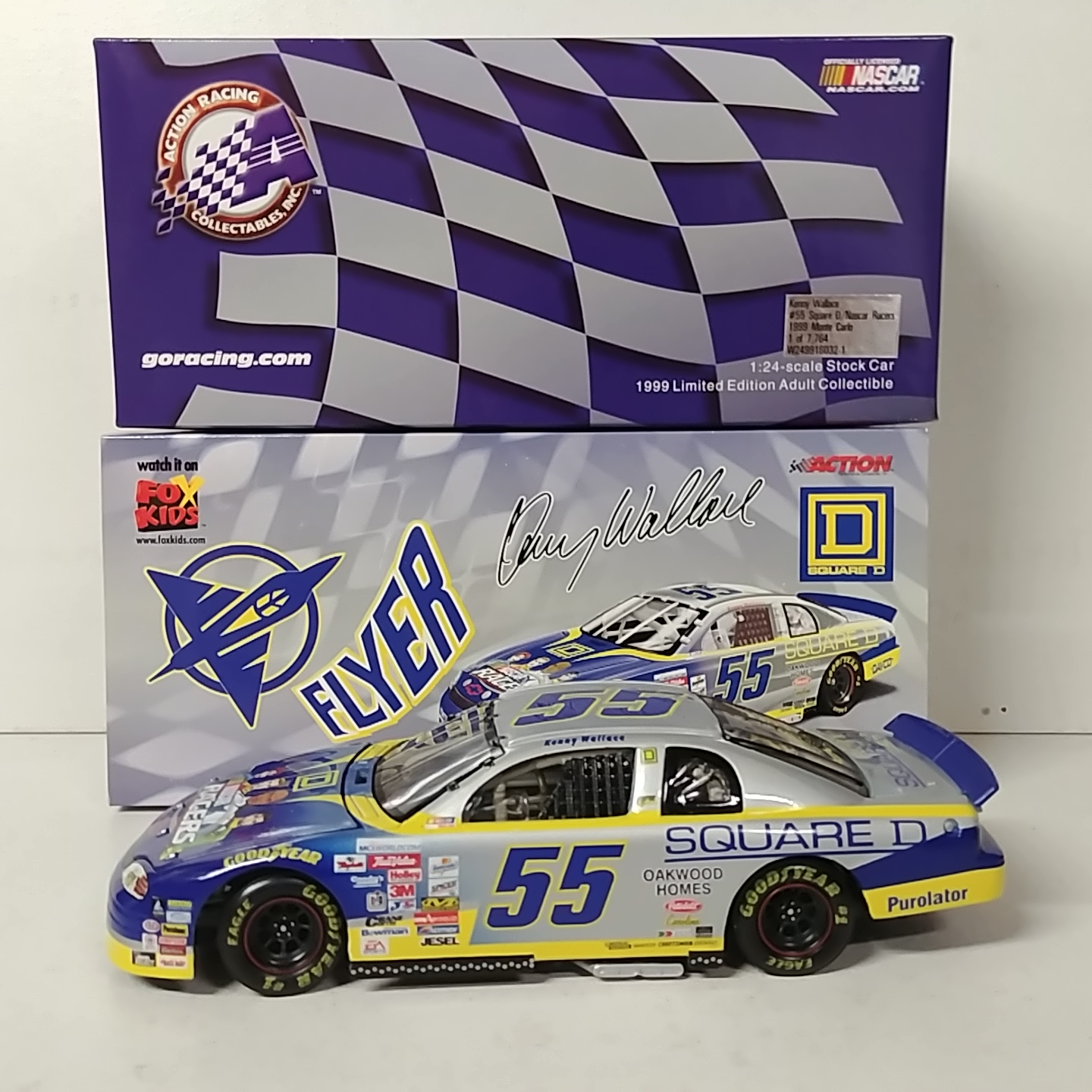 1999 Kenny Wallace 1/24th Square D "NASCAR Racers" c/w car