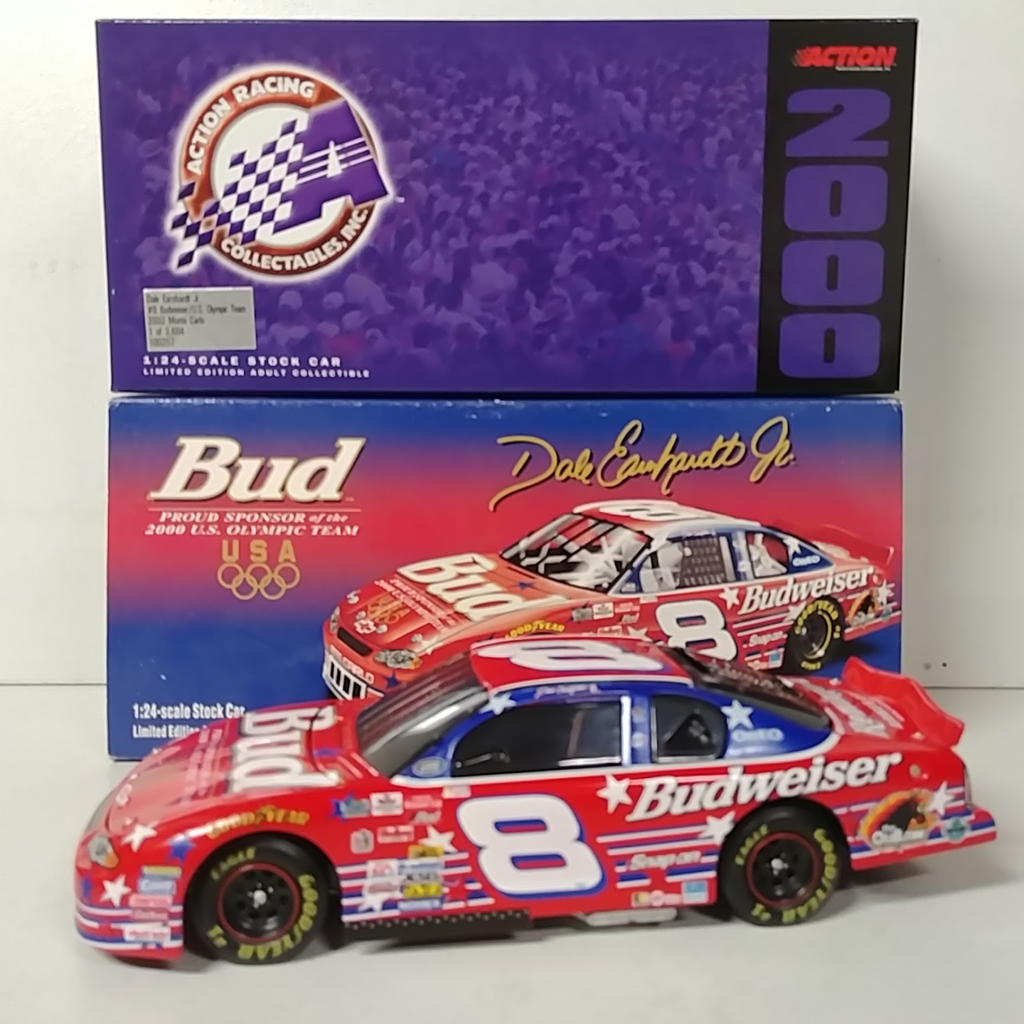 2000 Dale Earnhardt Jr 1/24th Budweiser "US Olympic Team" b/w bank Monte Carlo