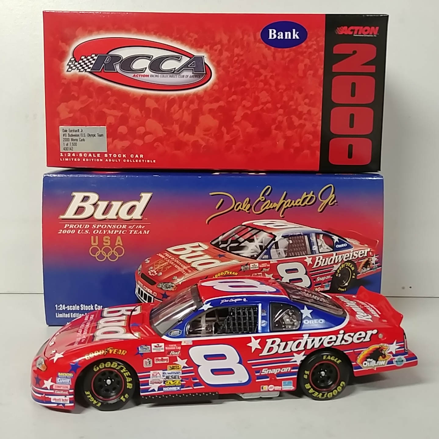 2000 Dale Earnhardt Jr 1/24th Budweiser "US Olympic Team" RCCA c/w bank