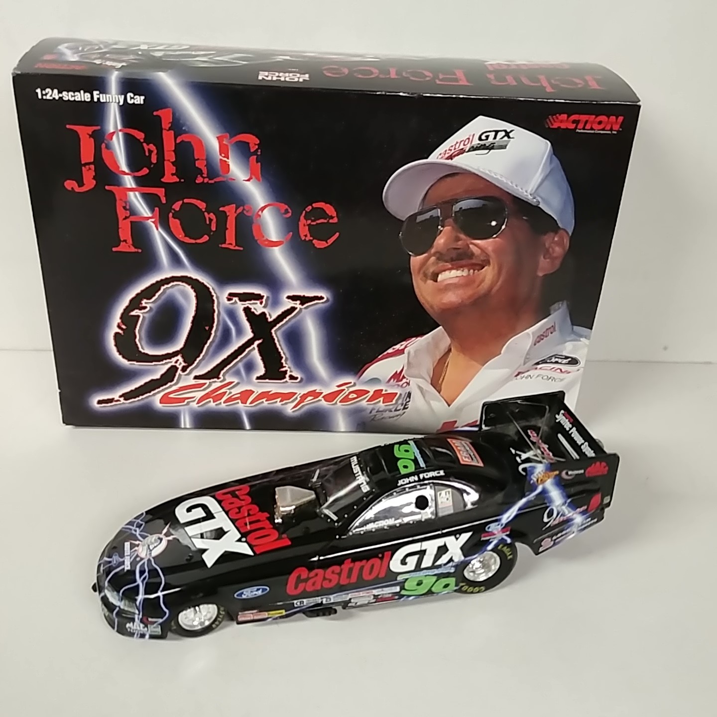 2000 John Force 1/24th Castrol GTX "9 Time Champion" Mustang funny car