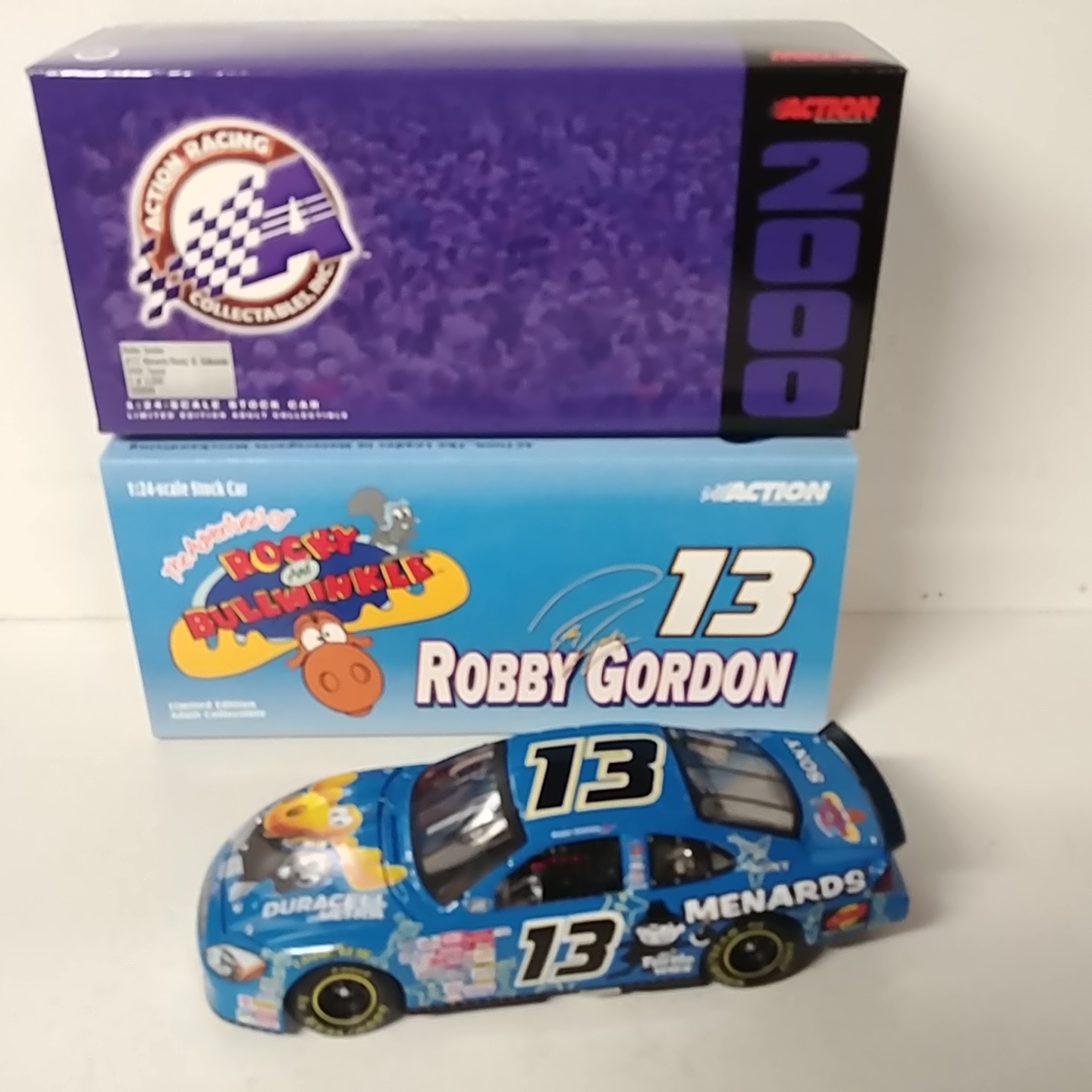 2000 Robby Gordon 1/24th Menards "Rocky & Bullwinkle" c/w car