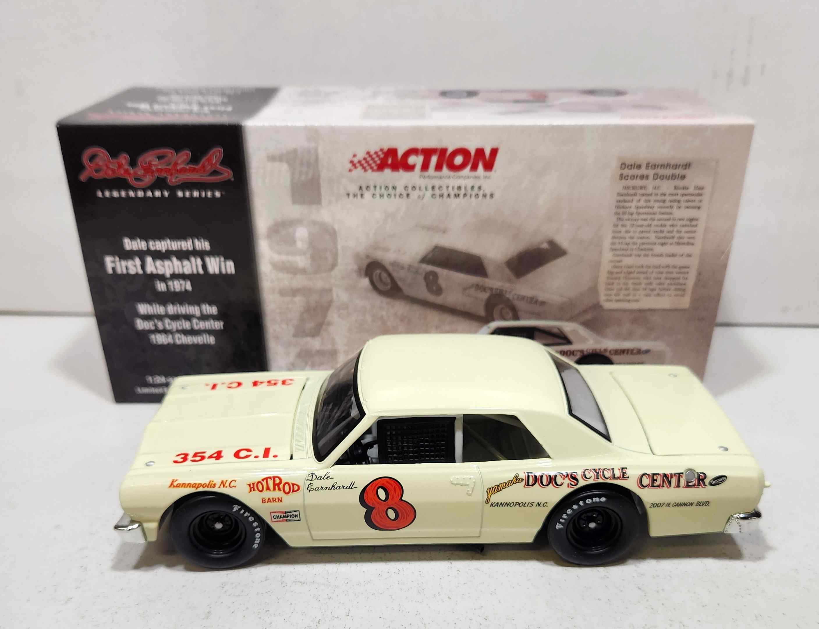 1964 Dale Earnhardt 1/24th Doc's Cycle Center "1st Asphalt Win" Chevelle c/w car