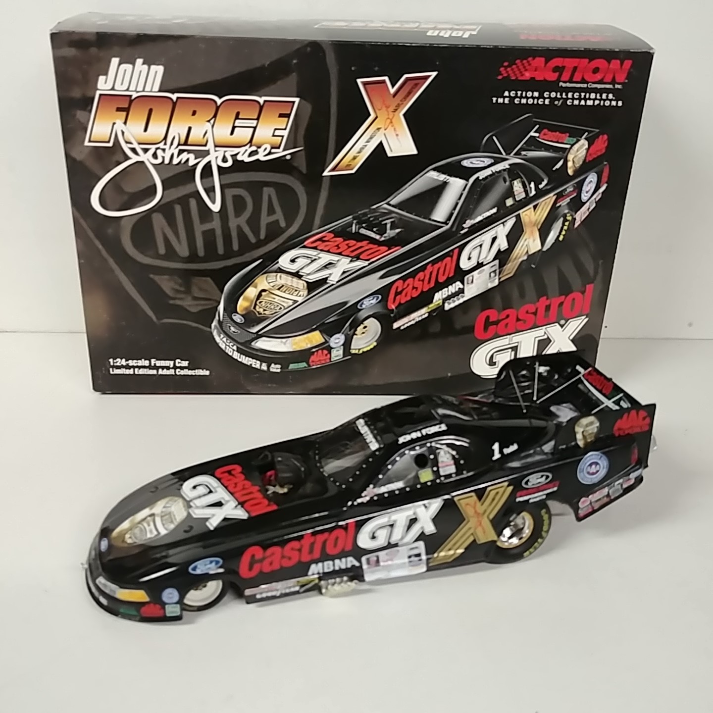 2001 John Force 1/24th Castrol GTX "10 Time Champion" funny car