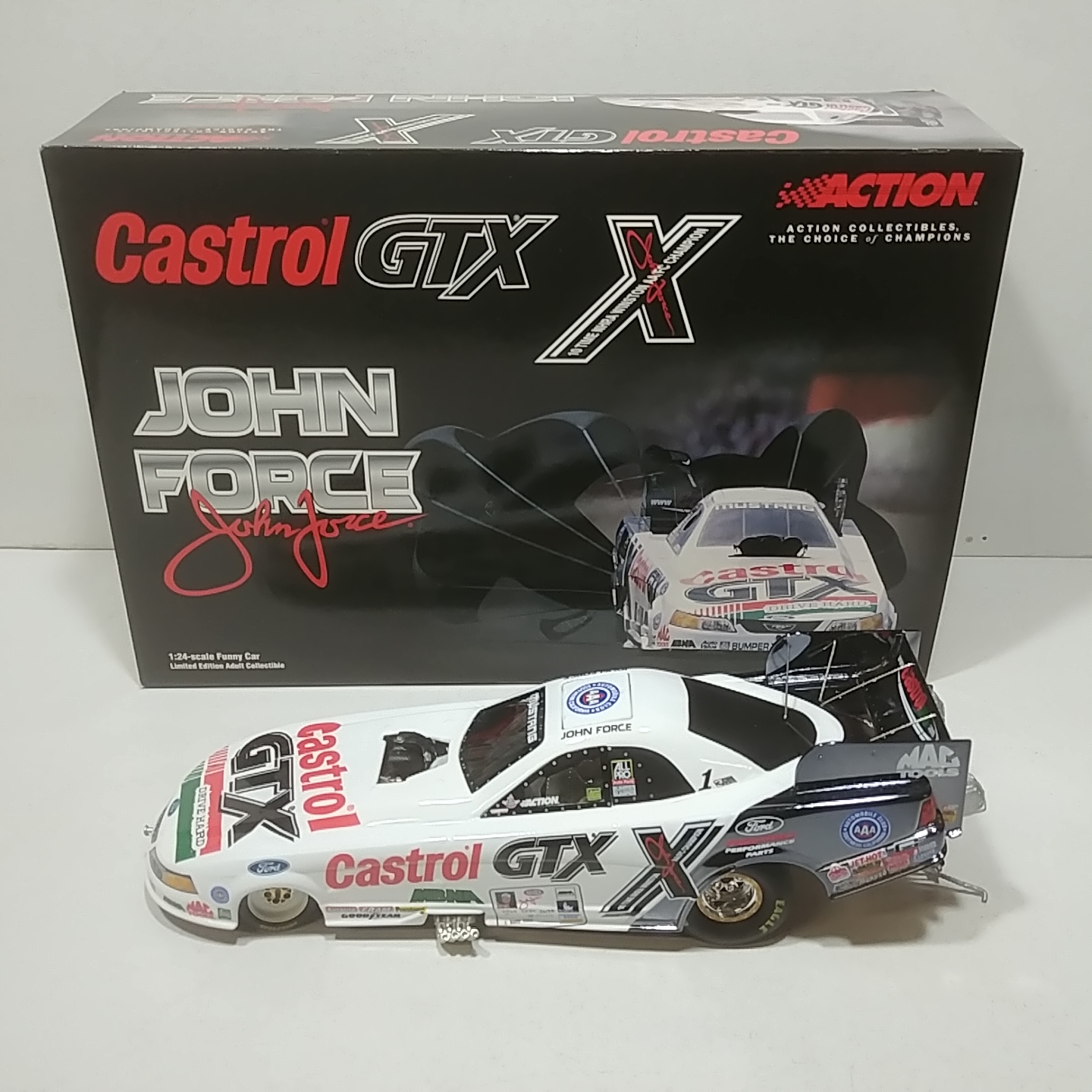 2001 John Force 1/24th Castrol GTX "Color Chrome" Mustang  funny car
