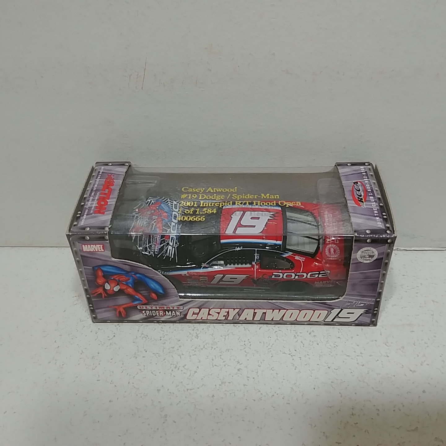 2001 Casey Atwood 1/64th Dodge "Spiderman" RCCA hood open Intrepid