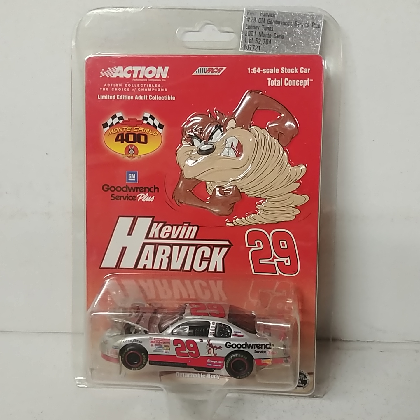 2001 Kevin Harvick 1/64th Goodwrench "Looney Tunes Taz" Total Concept ARC Monte Carlo