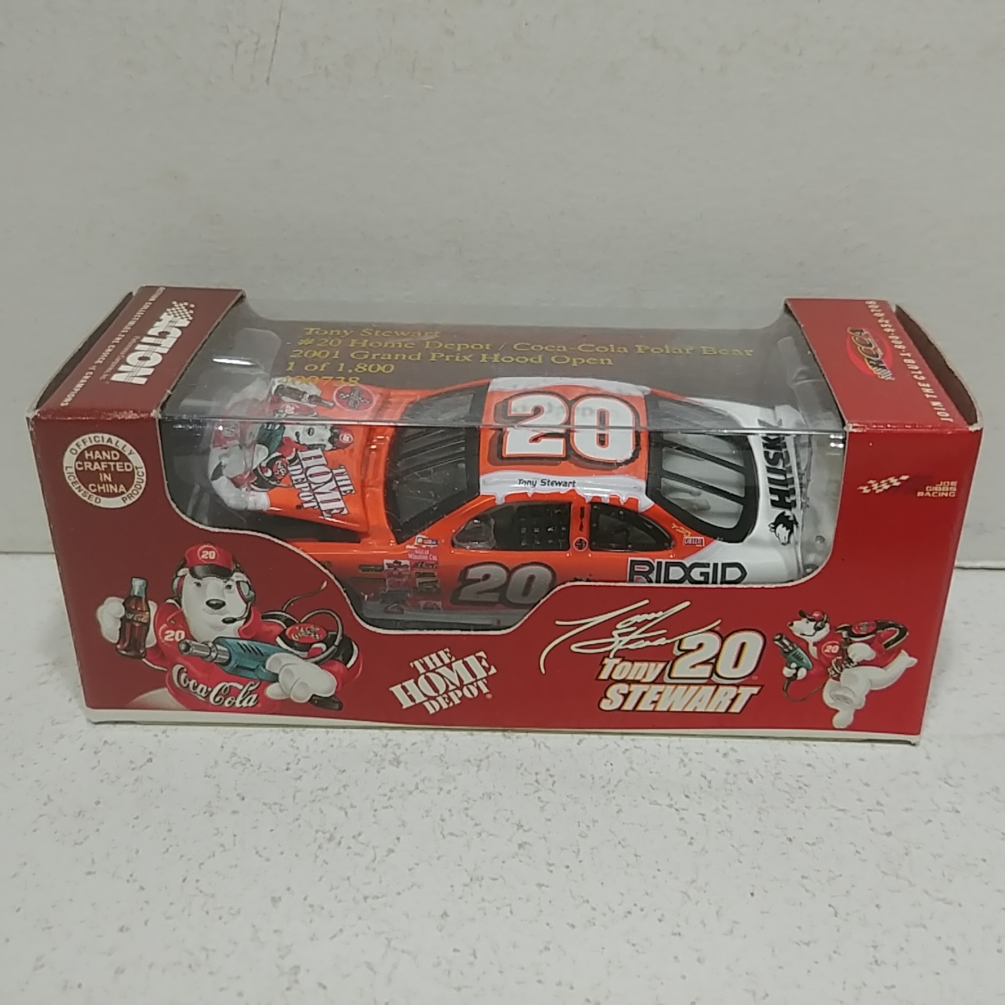 2001 Tony Stewart 1/64th Home Depot "Coke Polar Bears" RCCA hood open Grand Prix