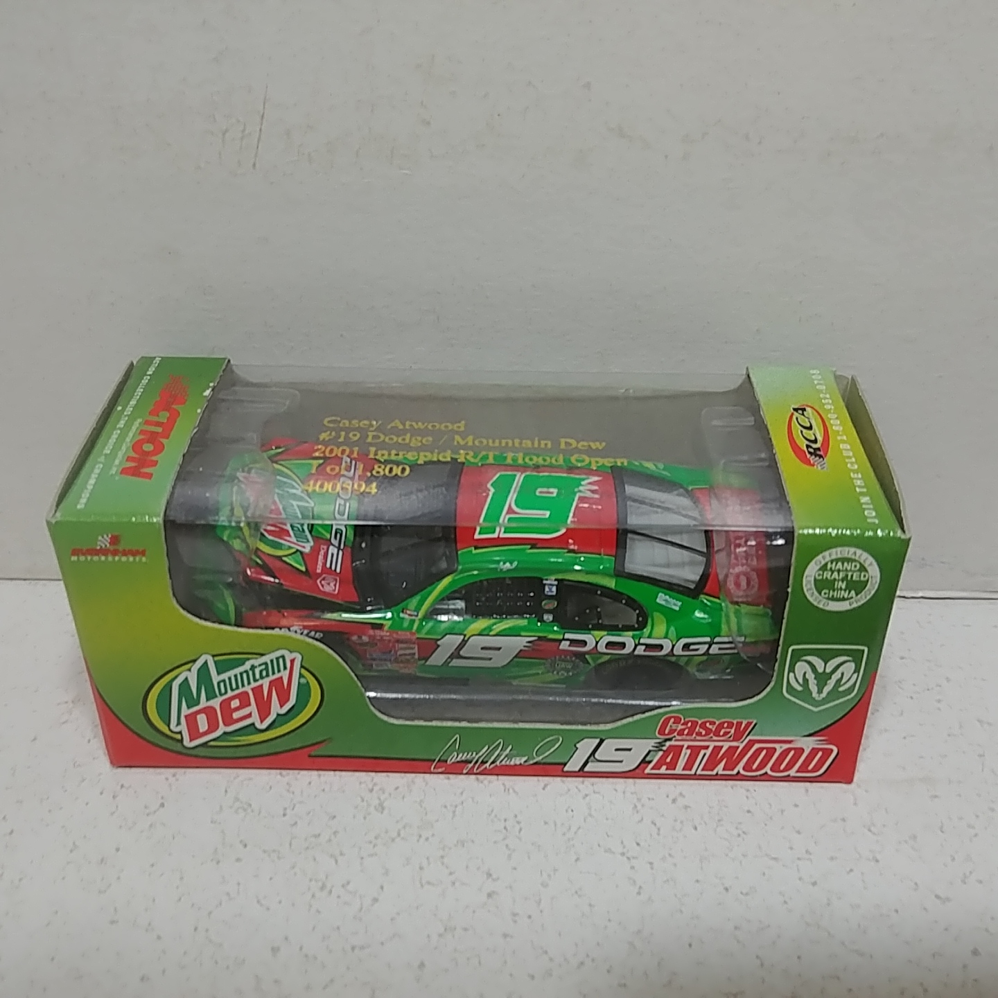 2001 Casey Atwood 1/64th Mountain Dew RCCA hood open Intrepid