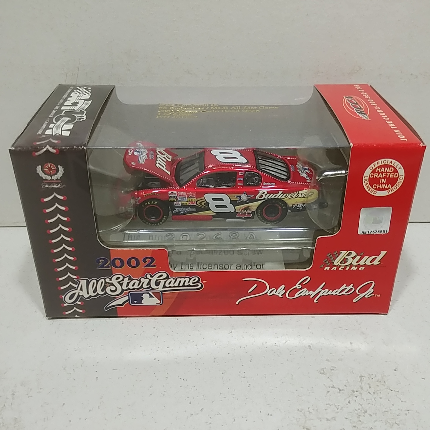 2002 Dale Earnhardt Jr 1/64th Budweiser "MLB All Star" RCCA hood open Monte Carlo