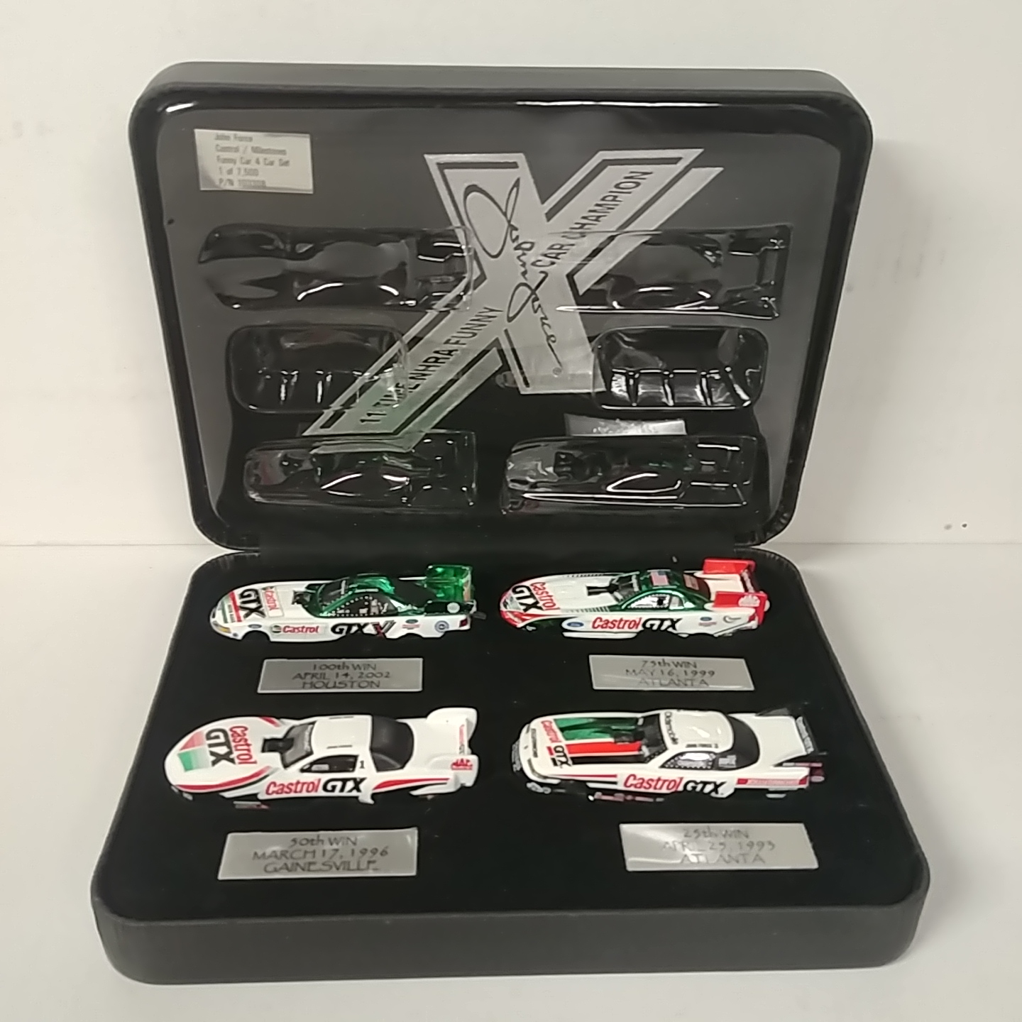 2002 John Force 1/64th Castrol "Milestones Four Car" funny car set