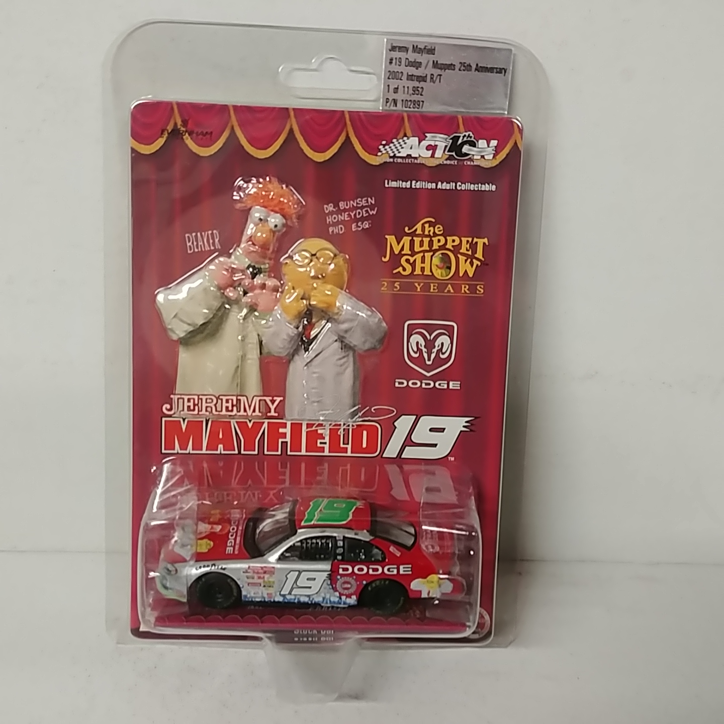 2002 Jeremy Mayfield 1/64th Dodge Dealers  "Muppets Beaker" Intrepid R/T