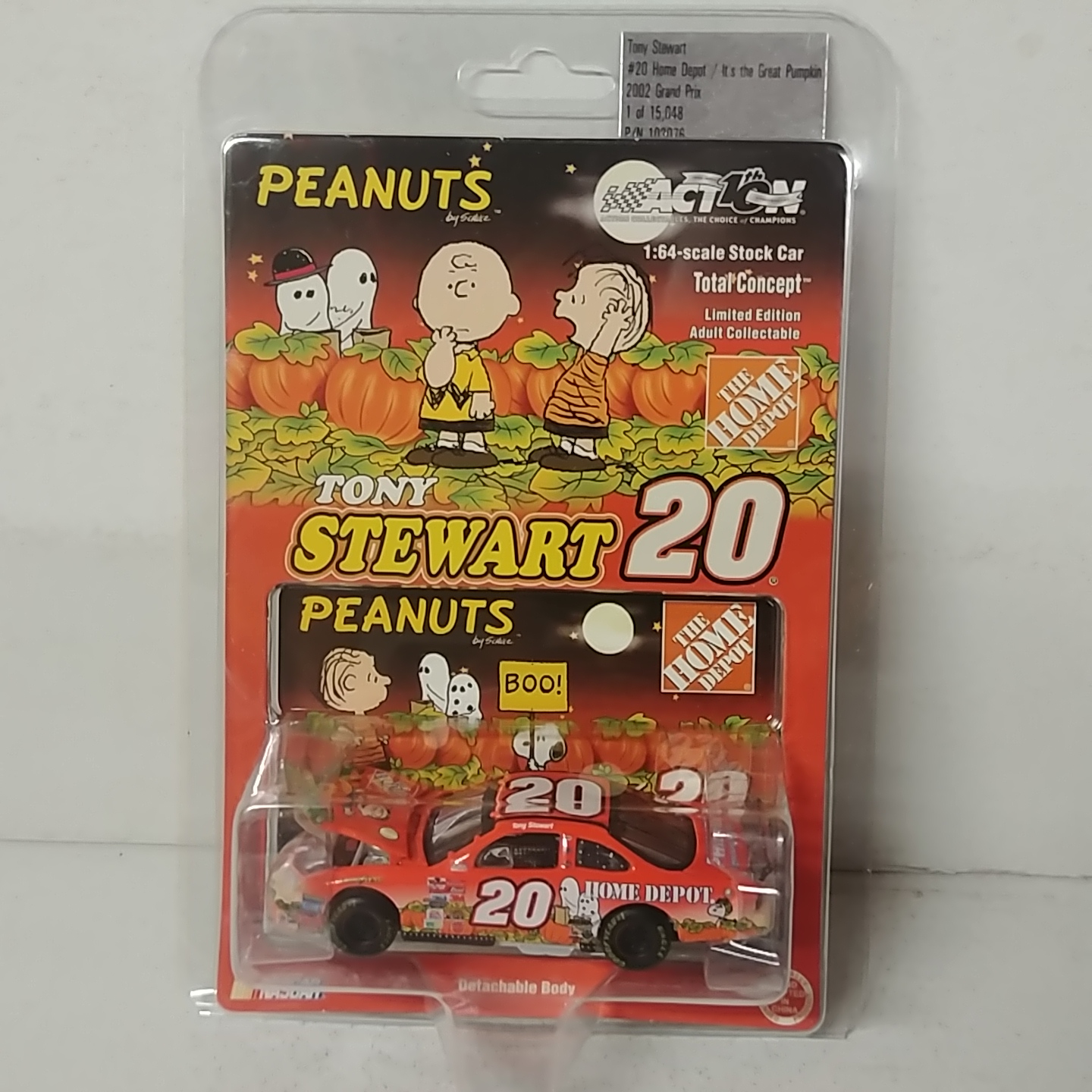 2002 Tony Stewart 1/64th Home Depot "Great Pumpkin Revealed" Total Concept hood open Grand Prix