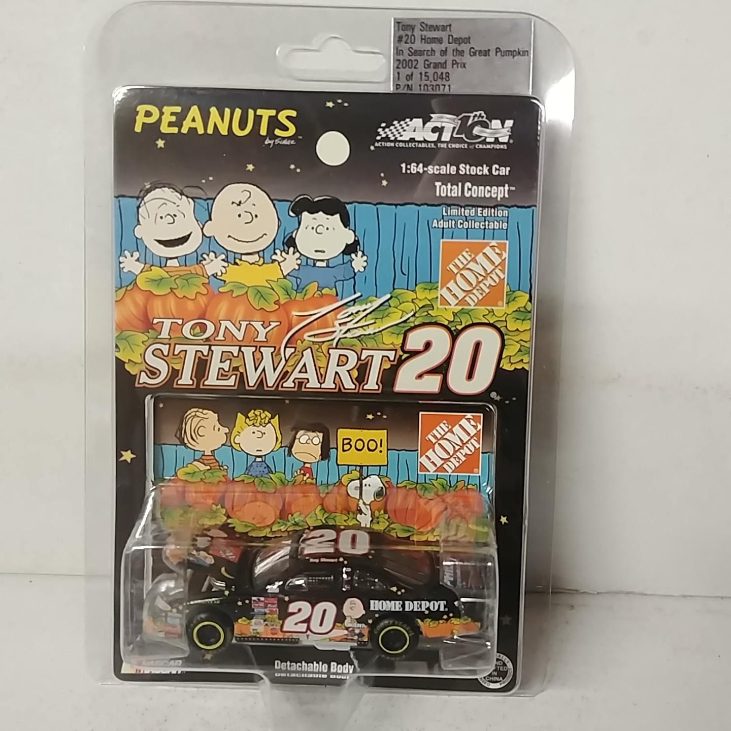 2002 Tony Stewart 1/64th Home Depot  "In Search of the Great Pumpkin" Total Concept hood open Grand Prix