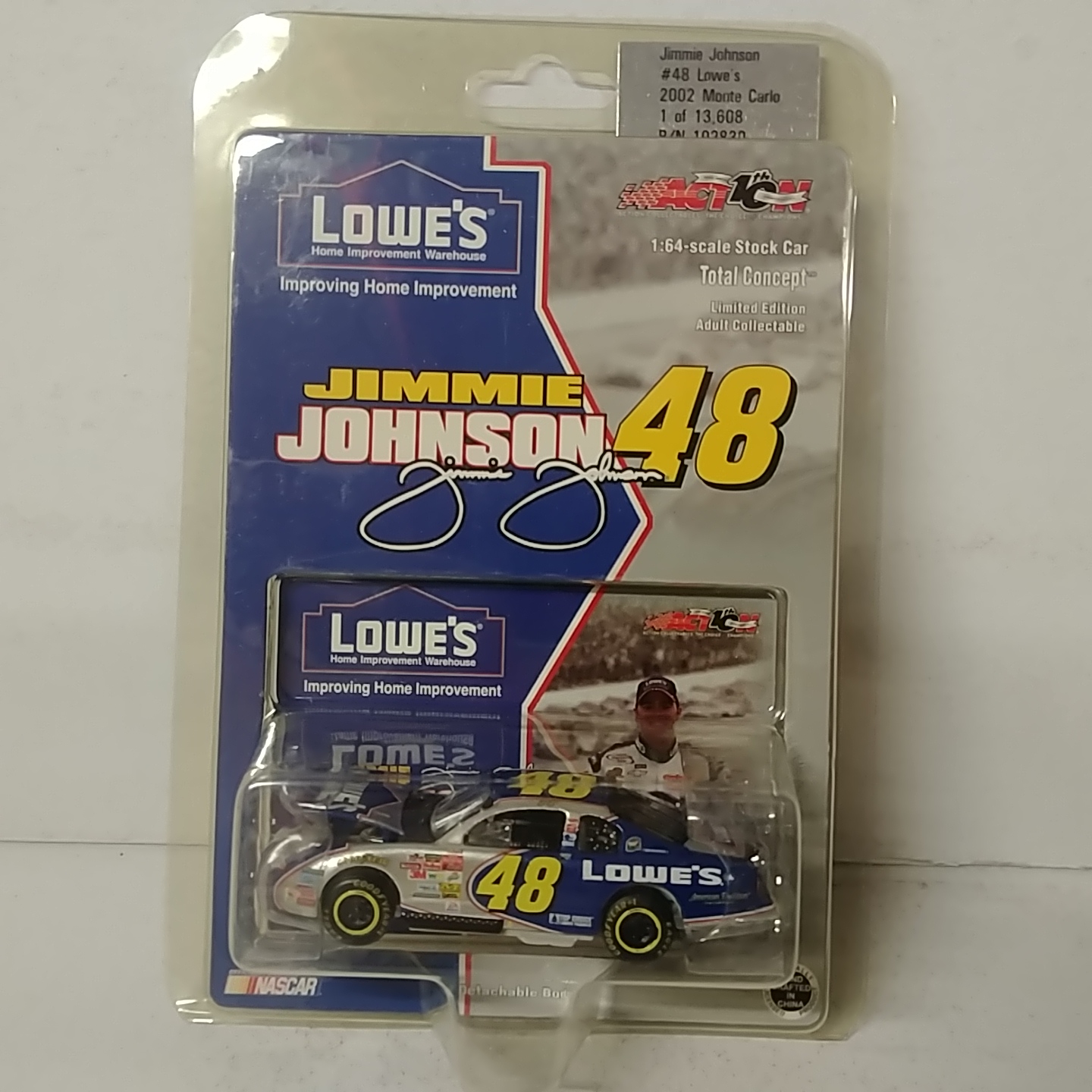 2002 Jimmie Johnson 1/64th Lowe's Total Concept ARC hood open Monte Carlo