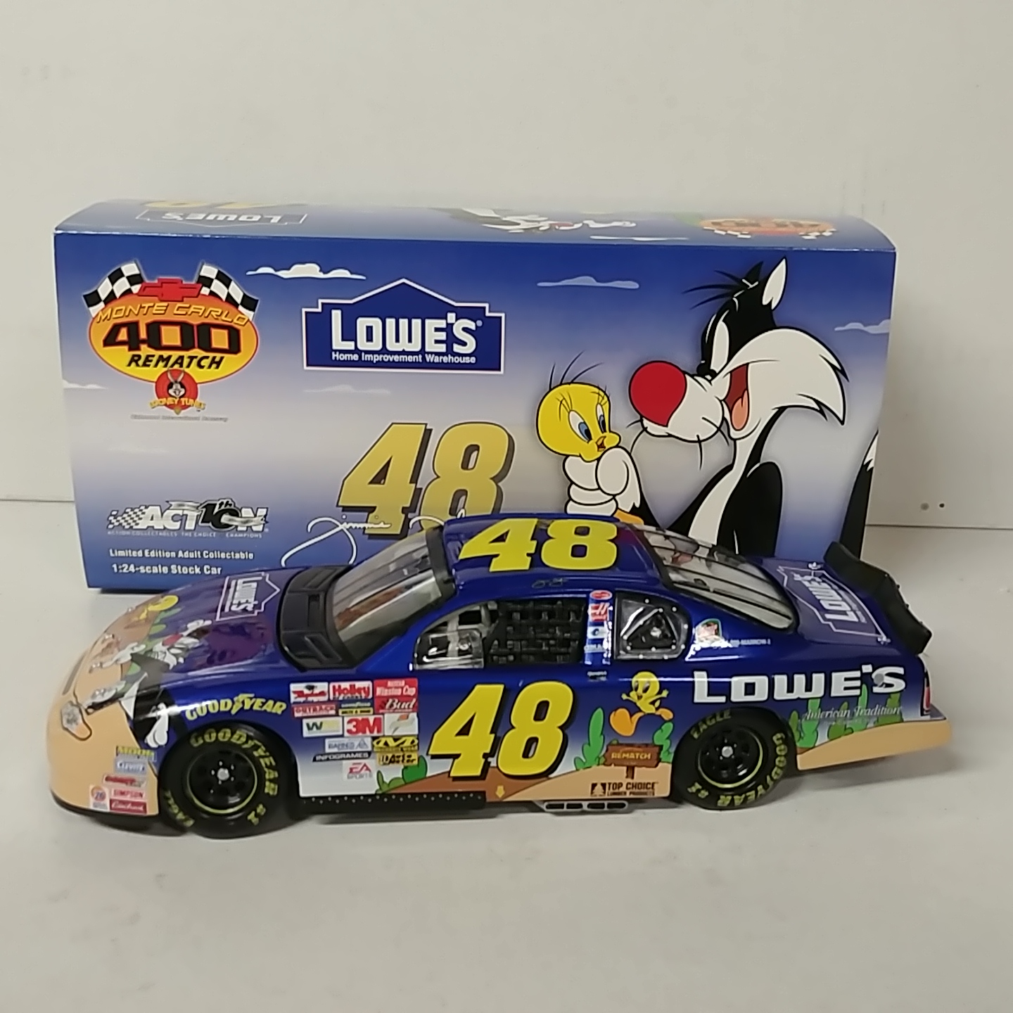 2002 Jimmie Johnson 1/24th Lowe's "Looney Tunes""Sylvester & Tweety" c/w car