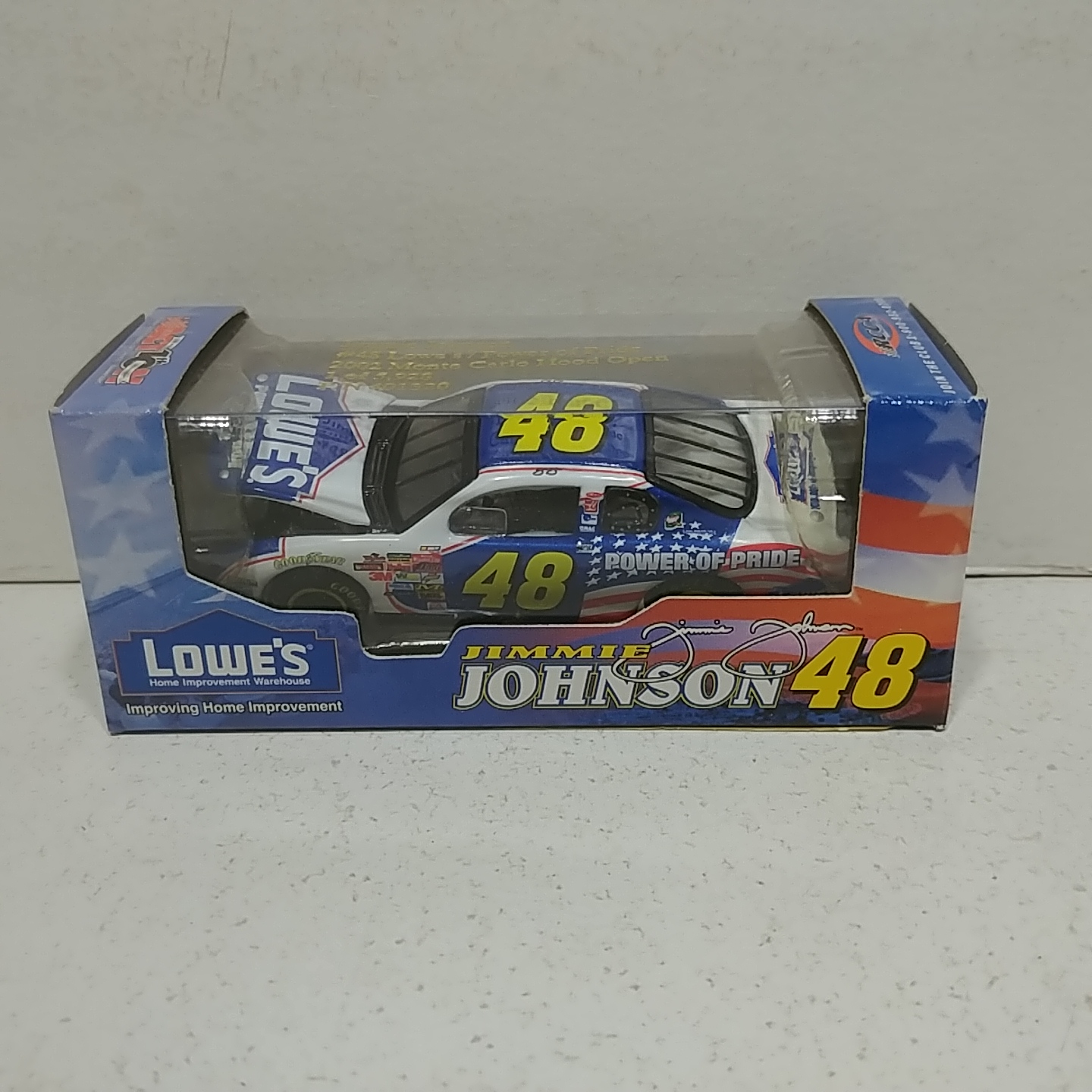 2002 Jimmie Johnson 1/64th Lowe's "Power of Pride" RCCA hood open Monte Carlo