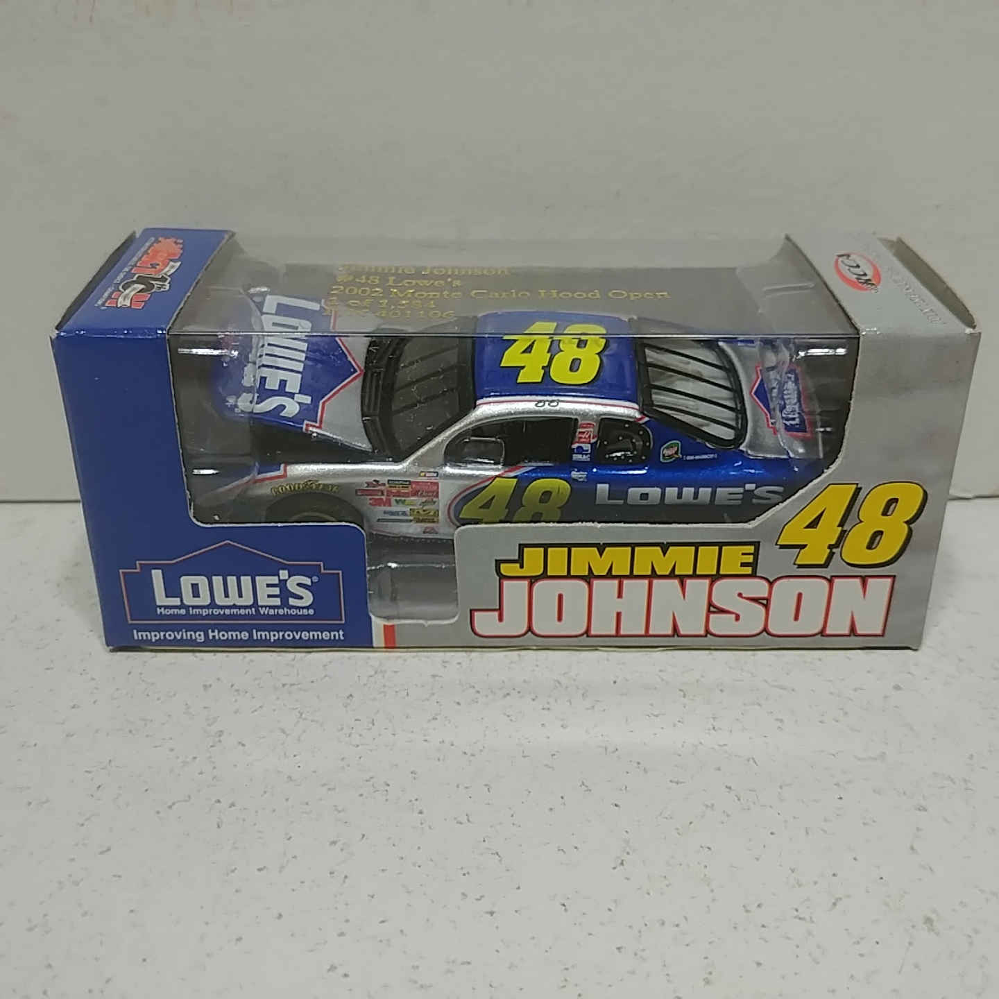 2002 Jimmie Johnson 1/64th Lowe's RCCA hood open Monte Carlo