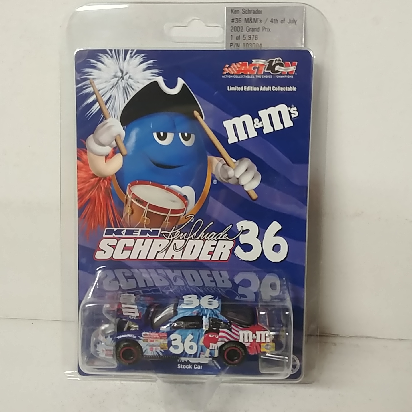 2002 Ken Schrader 1/64th M&M's  "Fourth of July" ARC hood open Grand Prix