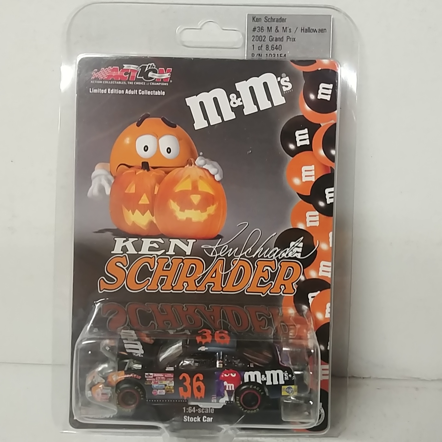 2002 Ken Schrader 1/64th M&M's  "Halloween" ARC hood open Grand Prix