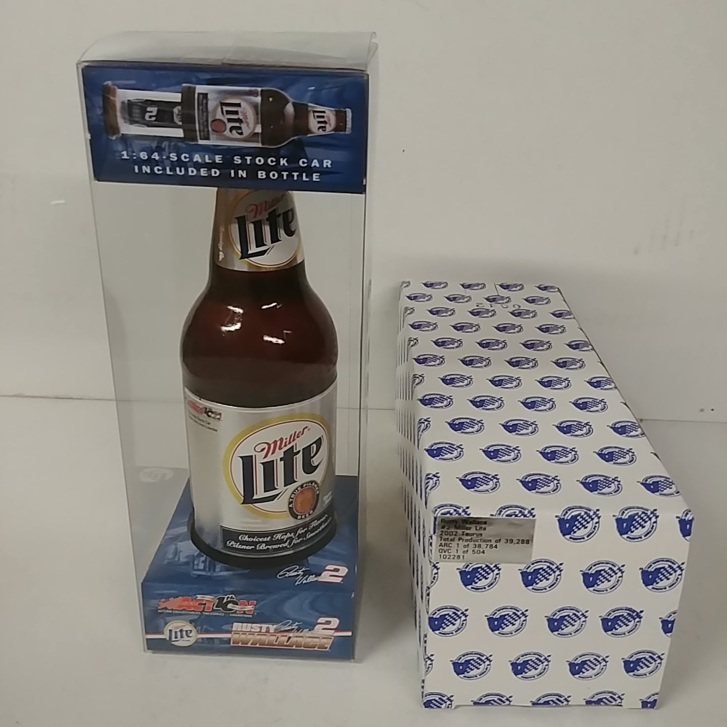 2002 Rusty Wallace 1/64th Miller Lite Taurus in bottle