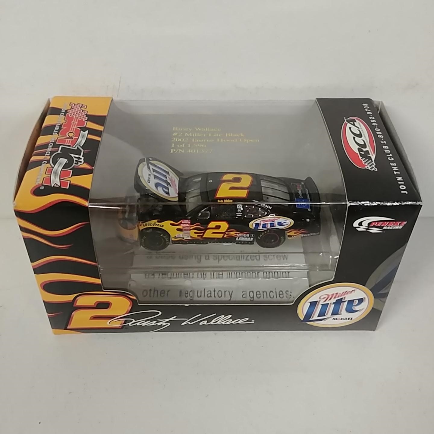 2002 Rusty Wallace 1/64th Miller Lite "Black Flames" RCCA hood open car