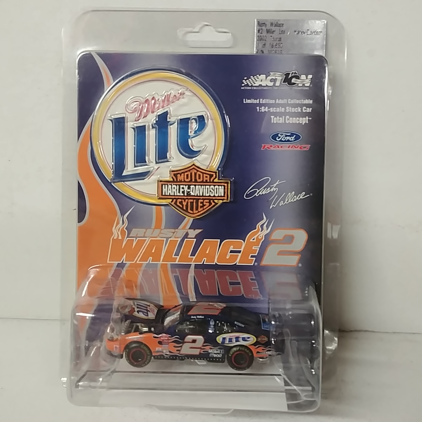 2002 Rusty Wallace 1/64th Miller Lite "Harley Davidson" Total Concept ARC hood open Taurus