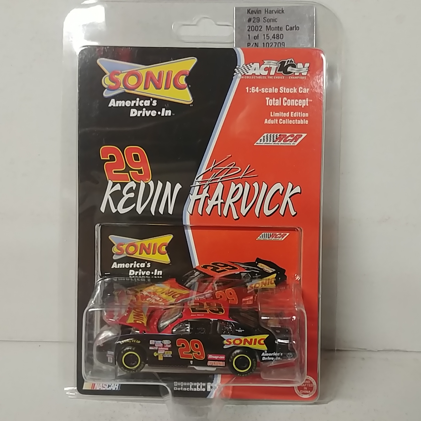 2002 Kevin Harvick 1/64th Sonic "Busch Series" Total Concept hood open Monte Carlo