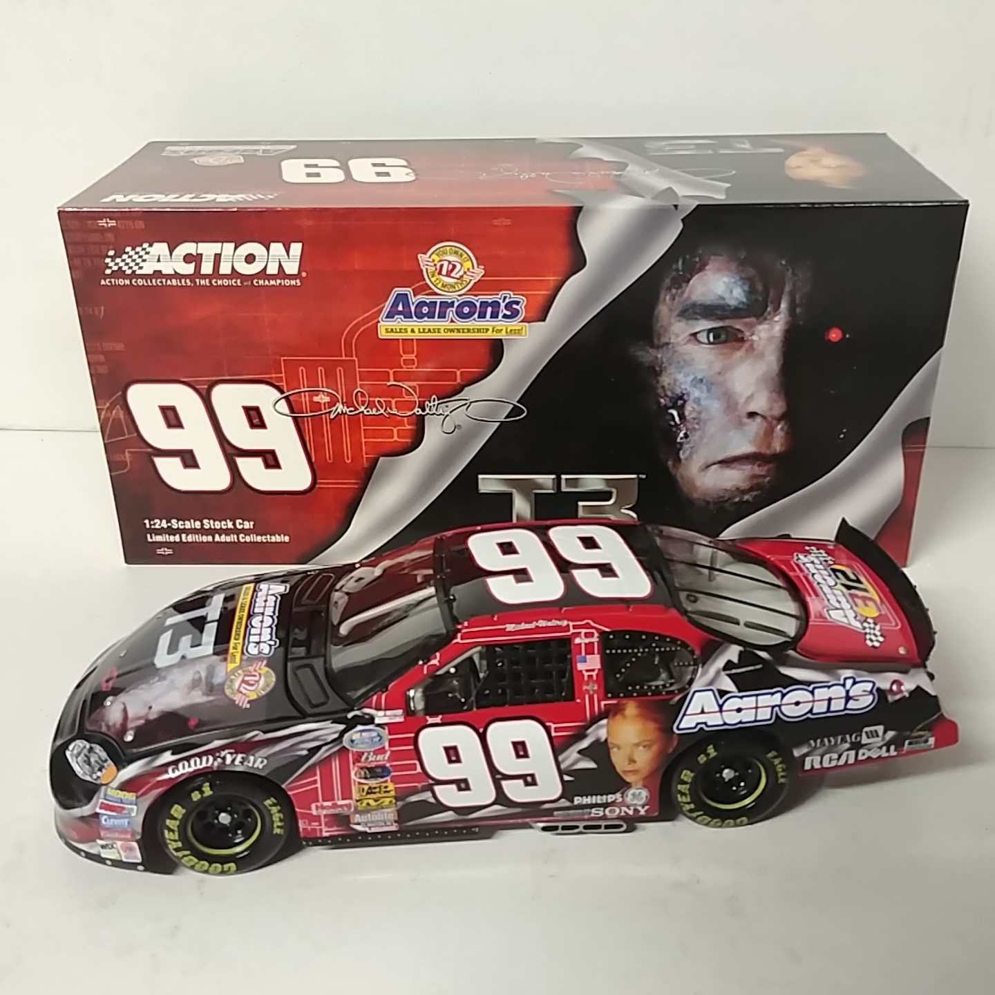 2003 Michael Waltrip 1/24th Aarons "Terminator 3" "Busch Series" c/w car