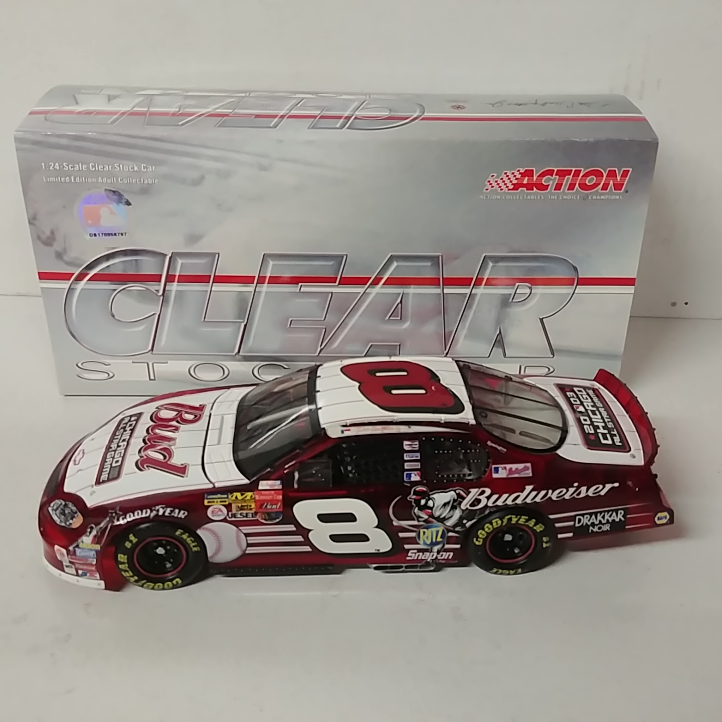 2003 Dale Earnhardt Jr 1/24th Budweiser  "MLB" clear car 