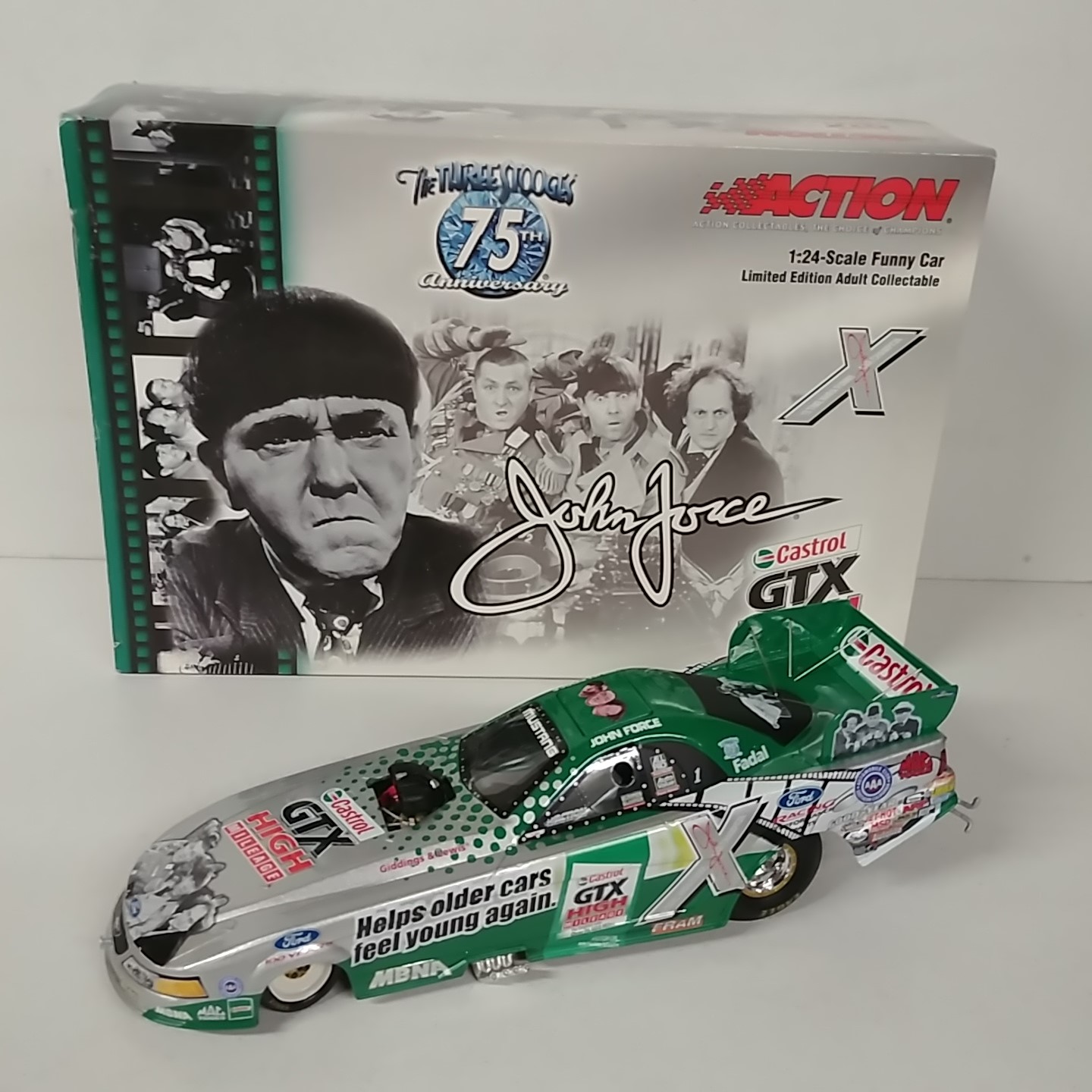 2003 John Force 1/24th Castrol GTX High Mileage "The Three Stooges" funny car